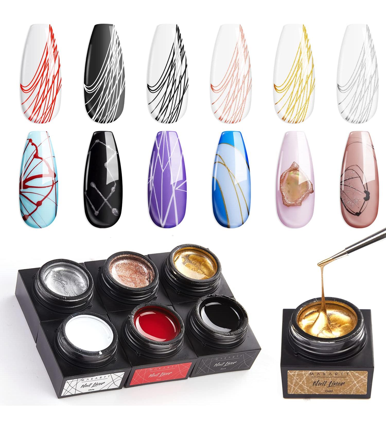 Makartt Spider Gel Set - 6 Colors Elastic Nail Art Paint for Line Design - DIY Nail Art Kit for Home and Salon Use - Buy Online on GoSupps.com