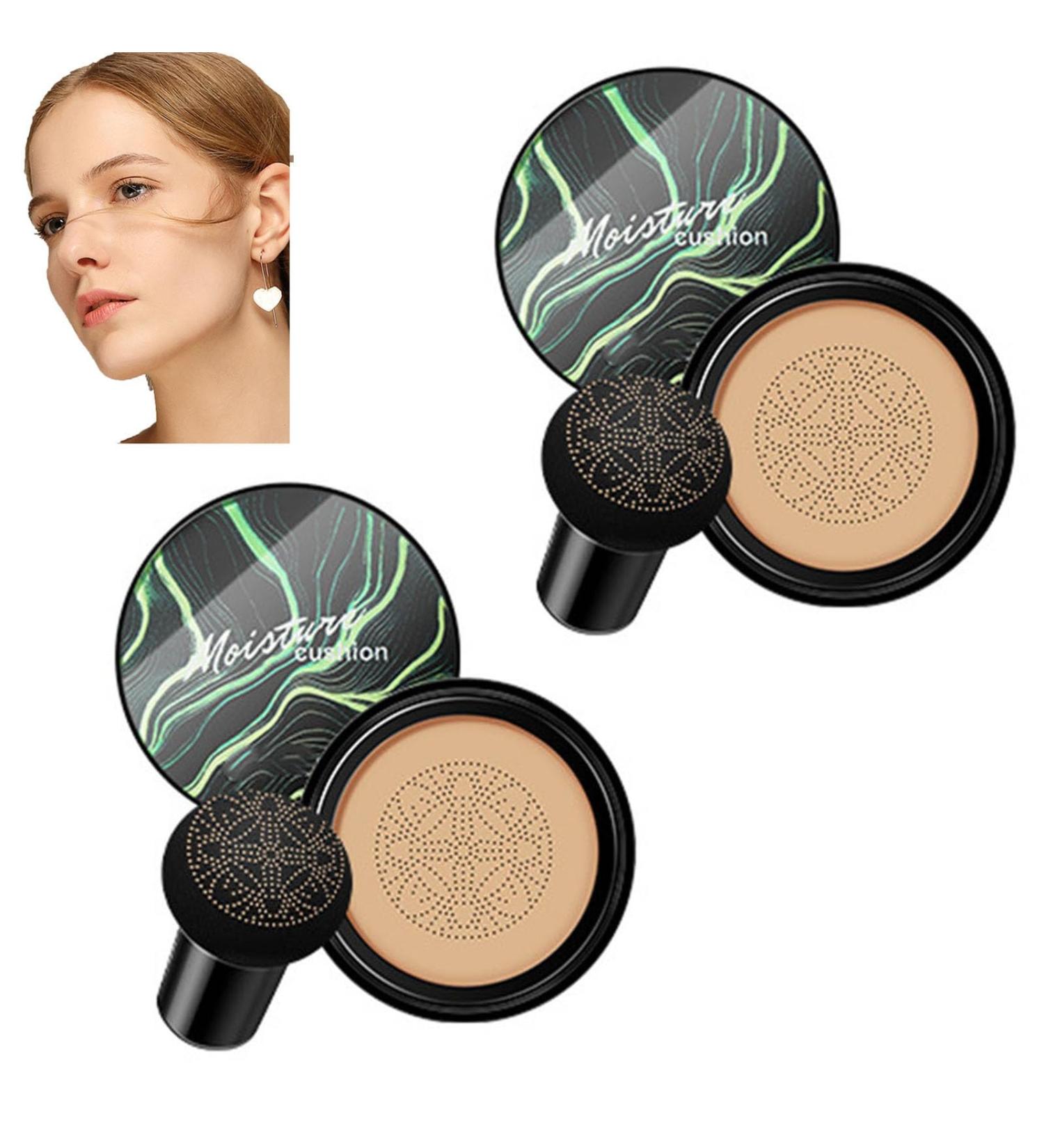 Chaffu Moisture Cushion CC Cream Mushroom Head Air Cushion CC Cream Liquid CC Foundation CC Cream Foundation Full Coverage Moisturizing Foundation Oil-Controlling Moisturizer(Brunet Brown 2 pcs) - Buy Online on GoSupps.com