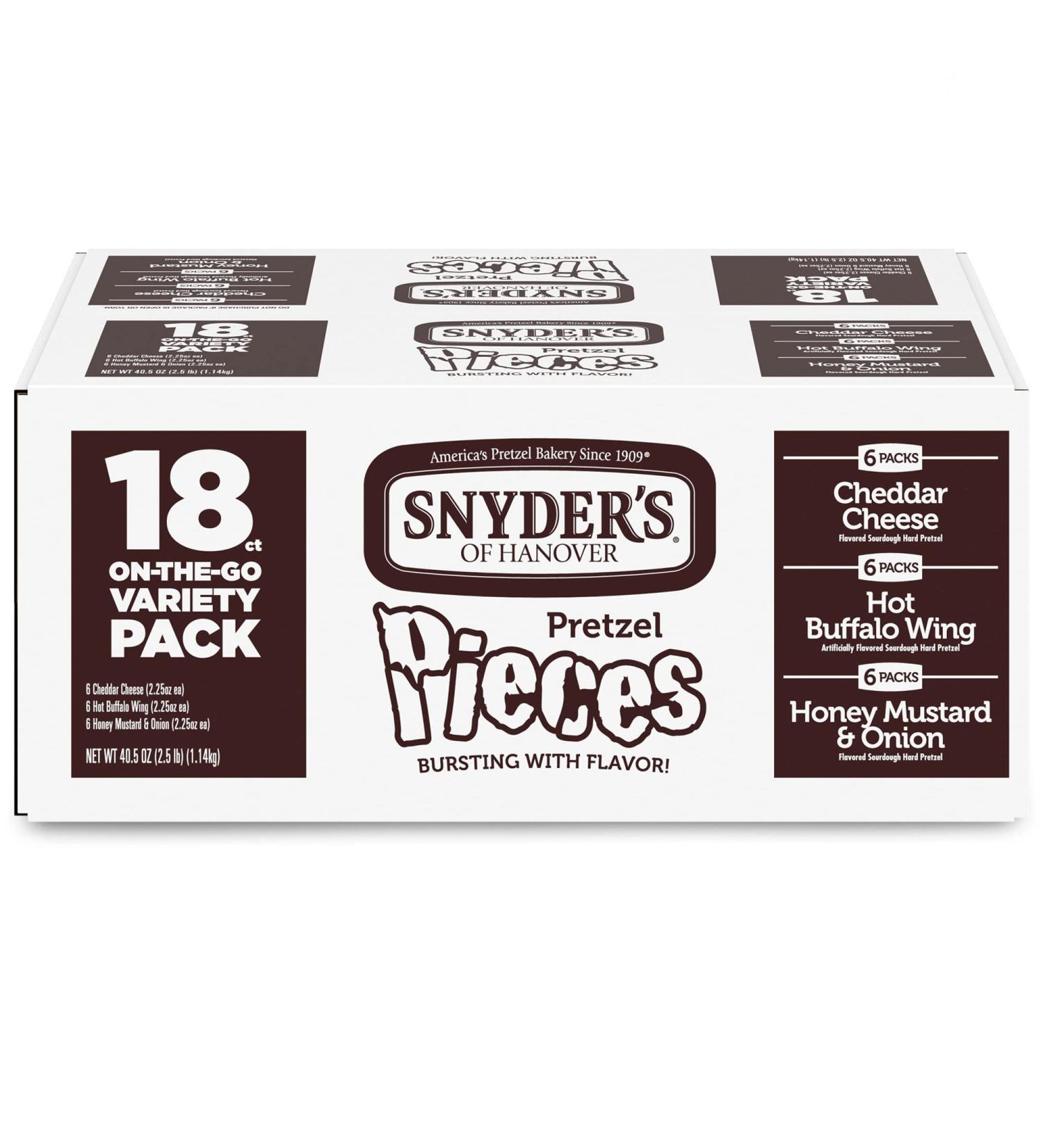 Snyderâ€™s of Hanover Pretzel Pieces Variety Pack - 18 Individual 2.25 oz Bags - Buy Online on GoSupps.com