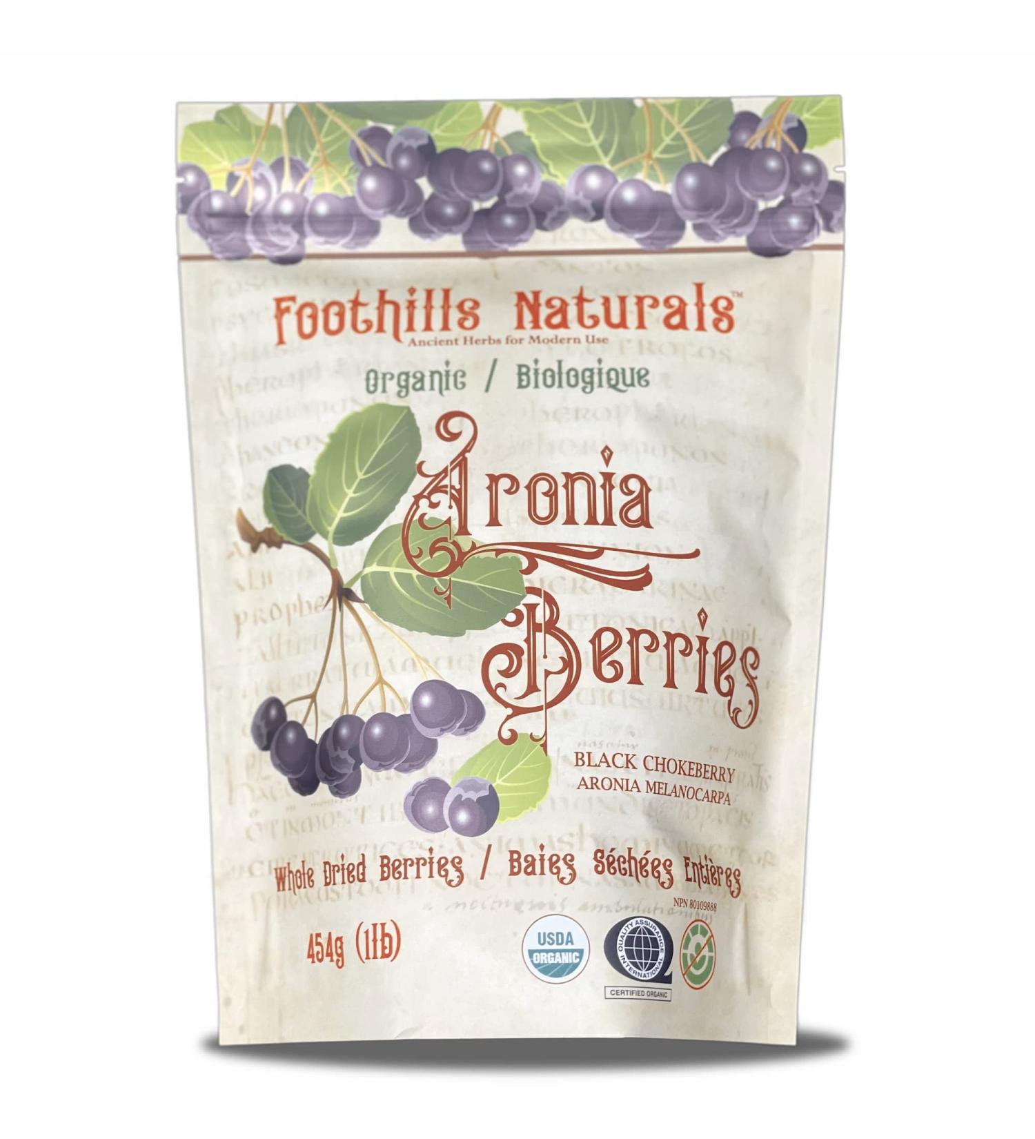 Foothills Naturals Aronia Black Chokeberry Organic - 454g / 1 pound No Additives 150+ Servings - Buy Online on GoSupps.com
