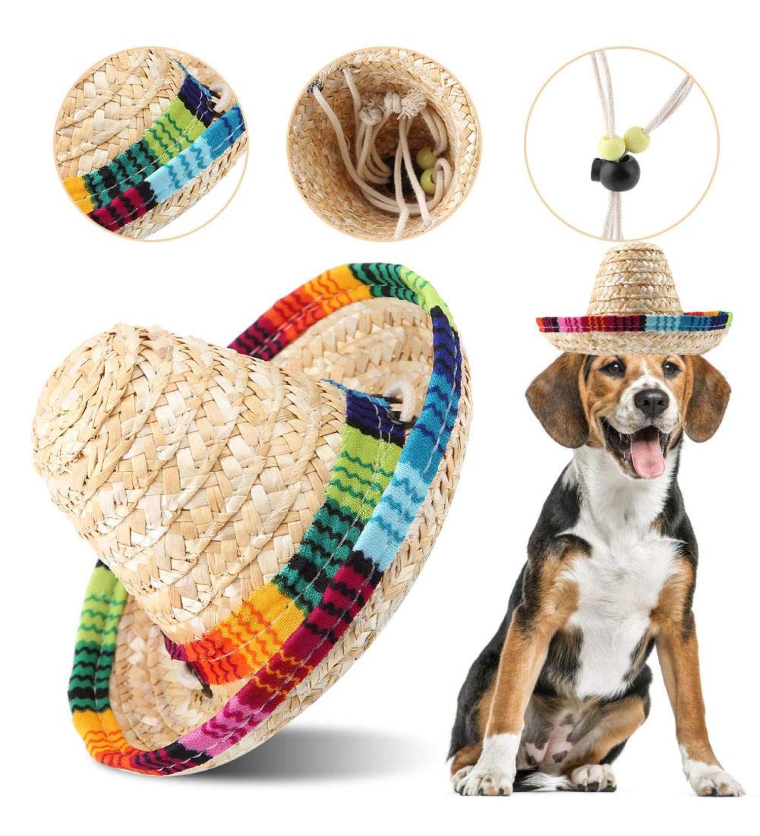 Shop Heepdd Dog Hat - Stylish Mini Straw Mexican Sombrero for Dogs & Cats | Perfect Sun Protection for Pets - Buy Online on GoSupps.com