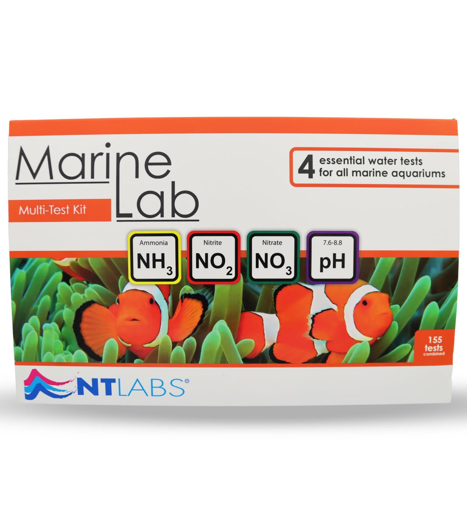 NT Labs Marine Lab Multi-Test Kit: Ammonia, Nitrite, Nitrate, pH | Up to 155 Tests | Accurate Marine Water Testing - Buy Online on GoSupps.com