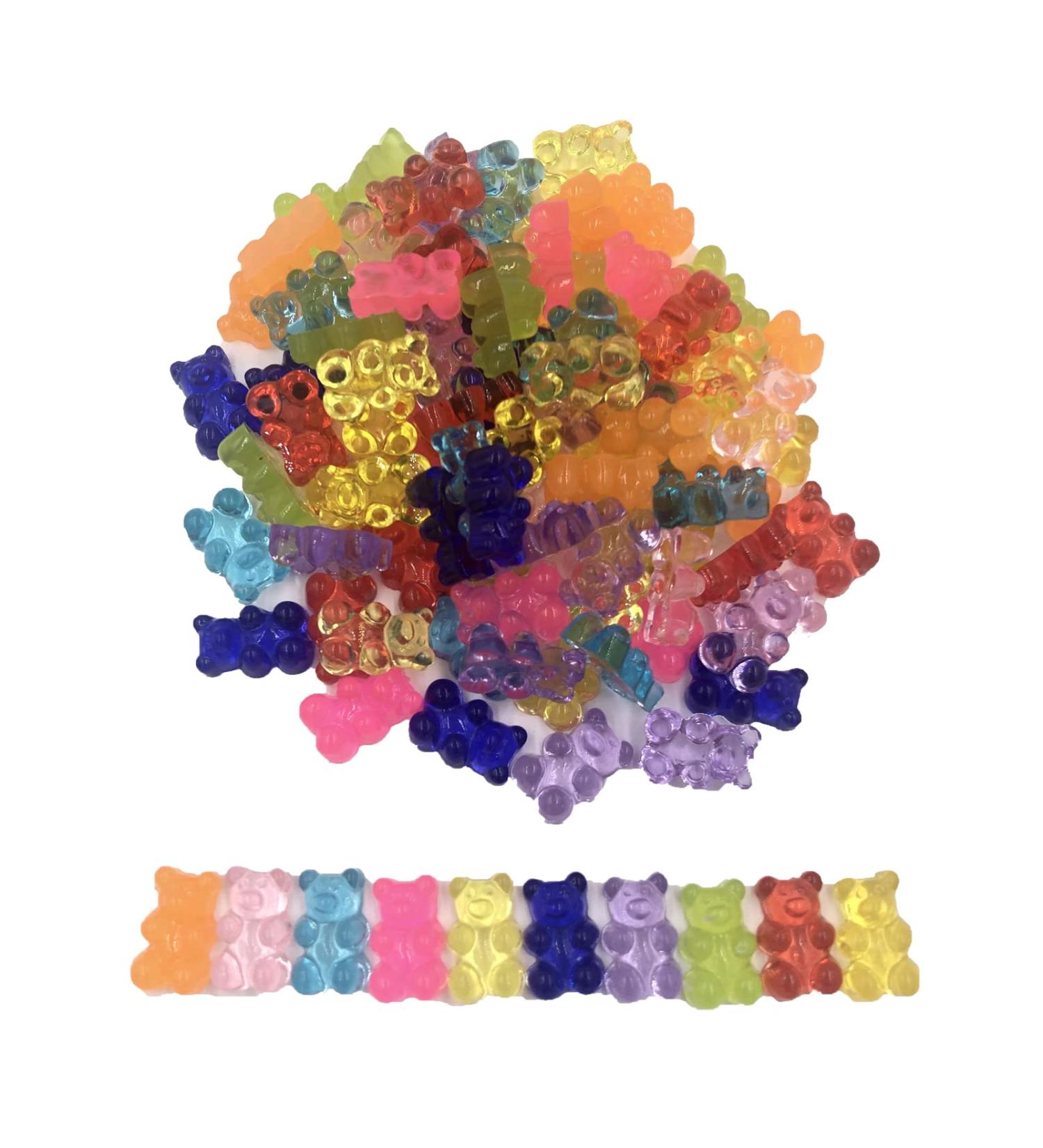 100 Pcs Gummy Bear Nail Charms - Nail Art Decoration for Acrylic Nails - DIY Jewelry Making (10 Colors) - Buy Online on GoSupps.com