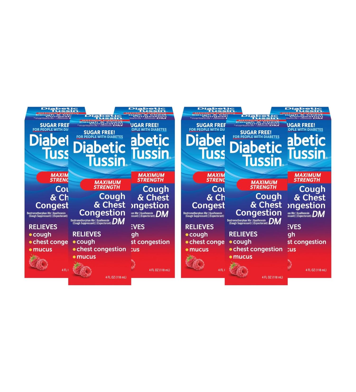 Diabetic Tussin Cough Suppressant Liquid Maximum Strength 4 oz (Pack of 6) - Buy Online on GoSupps.com