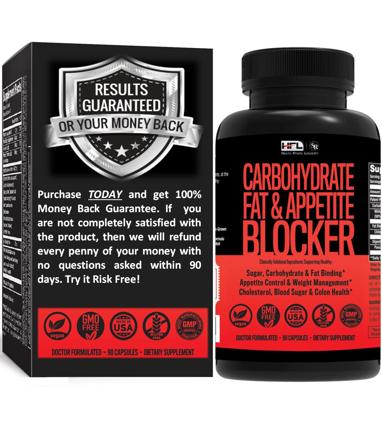 Carb Blocker by Dr Robbins | Phase 2 White Kidney Bean, Garcinia Cambogia, Chitosan, Nopal Extract | Made in USA | 90 Veg Capsules - Buy Online on GoSupps.com
