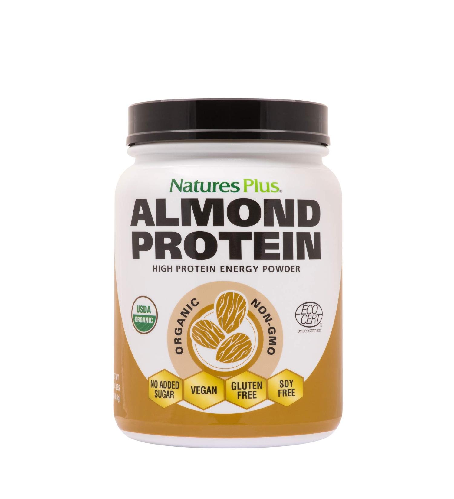 Natures Plus Almond Protein Powder - USDA Organic Non-GMO Vegan Unflavored 1.04 lbs - Gluten-Free No Added Sugar 15 Servings for Muscle Recovery - Buy Online on GoSupps.com