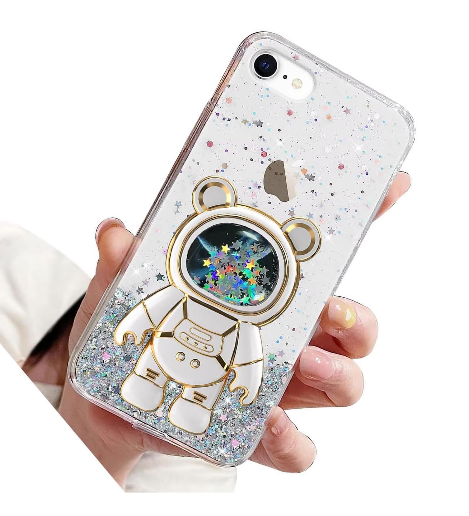 Rnrieyta Bear Astronaut Case for iPhone 6s/6 - Cute Glitter Protective Cover with Kickstand - Buy Online on GoSupps.com