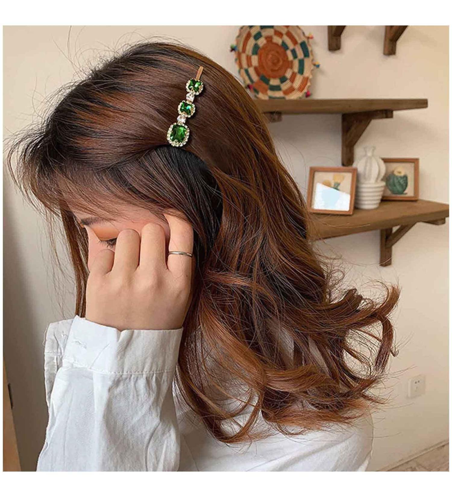 Cimenexe Vintage Emerald Hair Clip Green Crystal Hair Pins Clips Paved Cz Hair Barrette Rhinestone Headclip Barrette Bohemian Headwear Decorative Bobby Pins Emerald Crystal Hair Accessories Jewelry - Buy Online on GoSupps.com