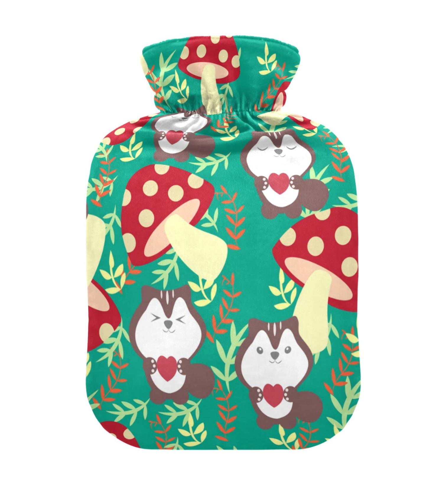 Hot Water Bottle with Squirrel Mushroom Cover - 2L Heating Bag for Pain Relief & Cramps - Buy Online on GoSupps.com
