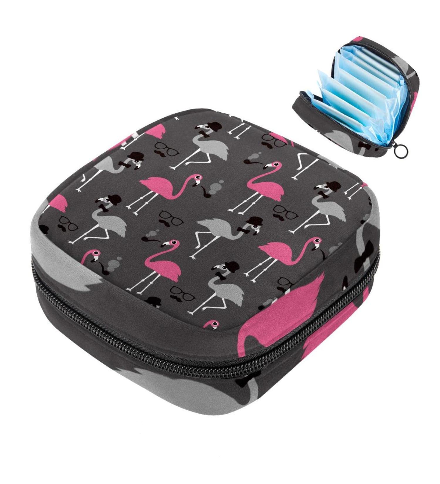 Stylish Women s Flamingo Pattern Tampon Storage Bags - Multi Pocket Zip Bags for Menstrual Needs - Buy Online on GoSupps.com
