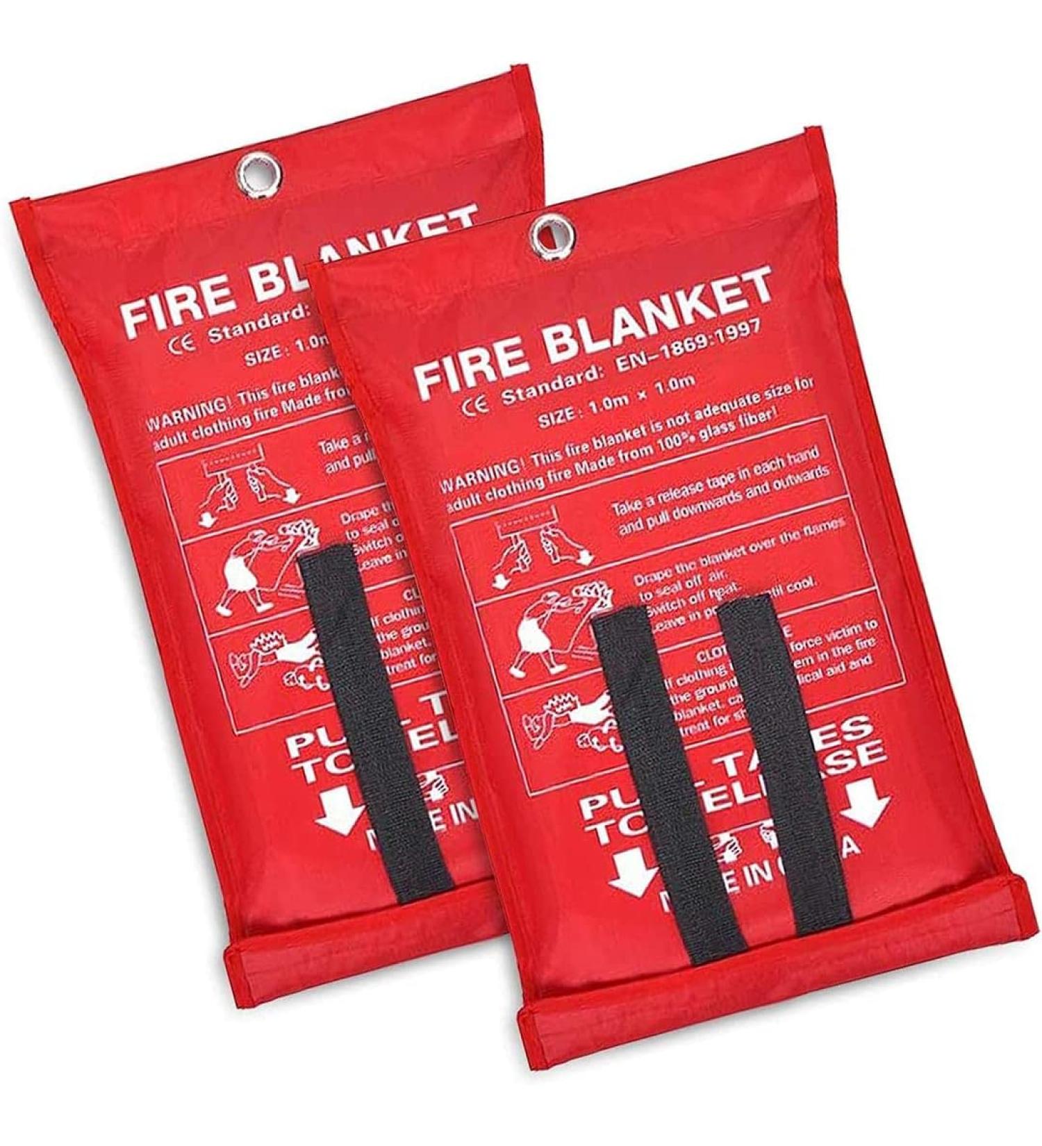2 Pack Deluxe Emergency Fire Blanket for Home and Kitchen | Fireproof & Fire Retardant | House Fire Extinguisher Kit - Buy Online on GoSupps.com