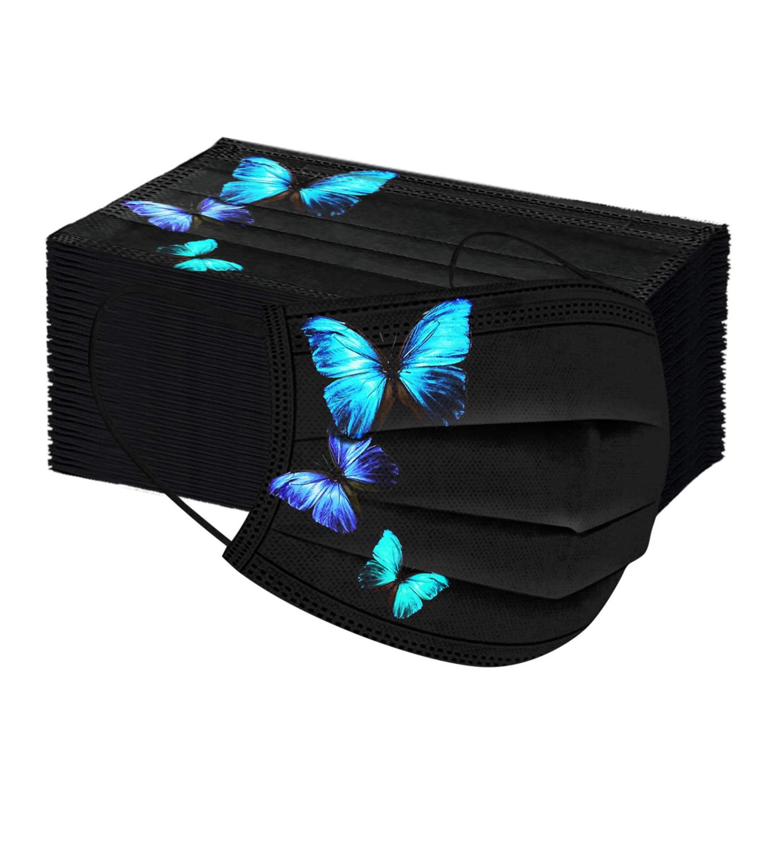 Buy Riou 50-Piece Disposable Butterfly Fabric Masks - 3-Layer Breathable Cloth Protection for Adults | International Shipping Available - Buy Online on GoSupps.com