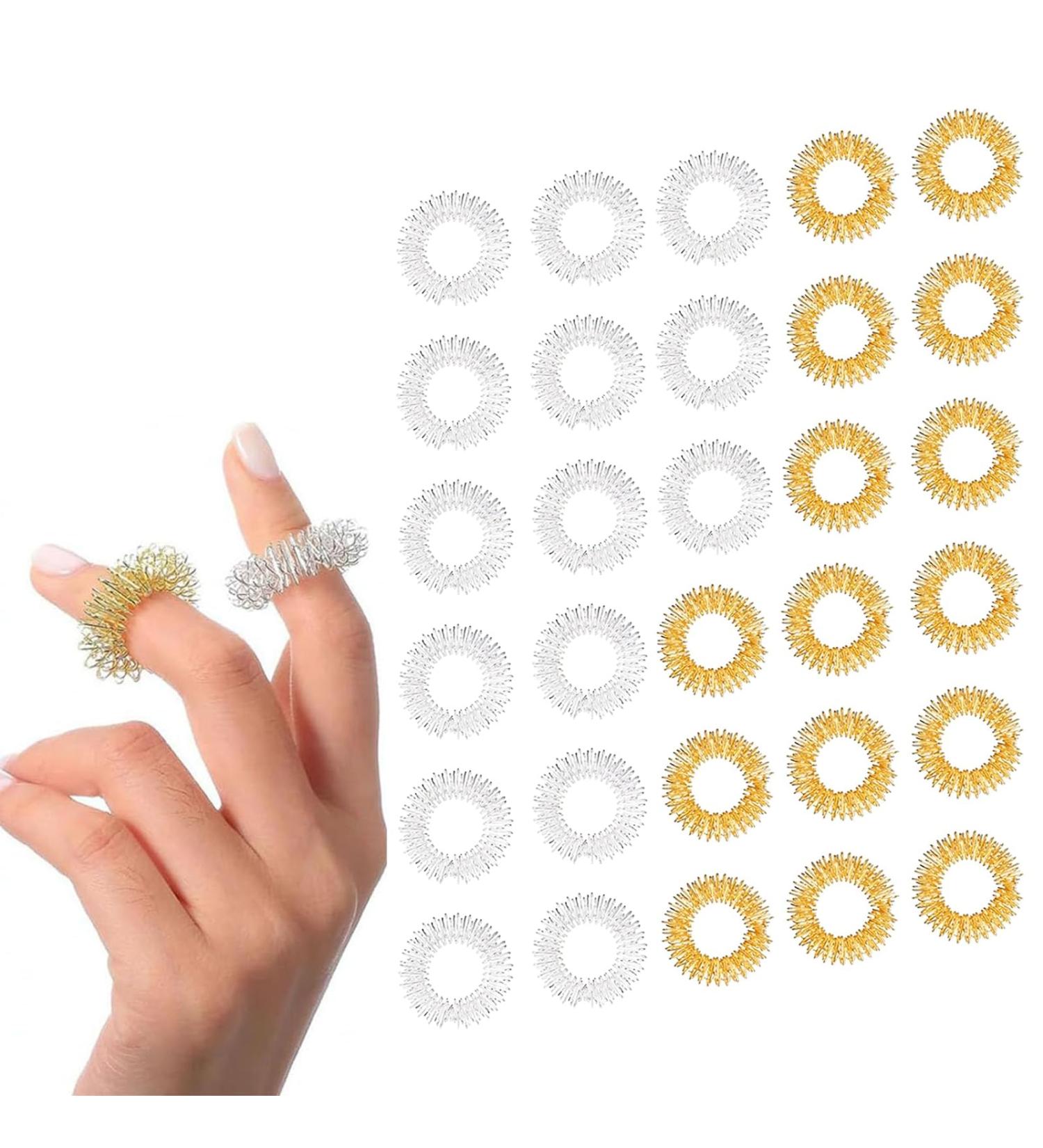 40 Pcs Acupressure Rings Set - Stress Relief Finger Massage Rings for Men & Women - Silent Relaxation Rings (2 Colors) - International Shipping - Buy Online on GoSupps.com