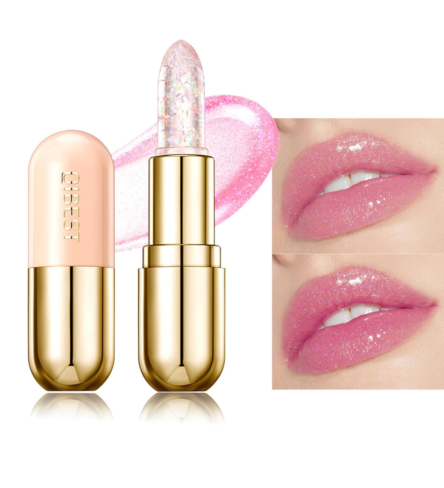 Nude Pink Lipstick Crystal Jelly Color Changing Lipstick Shine Hydrating Lipstick & Tinted Lip Balm Nutritious Crystal Lip Stick Great Gift For Women And Girl - Buy Online on GoSupps.com