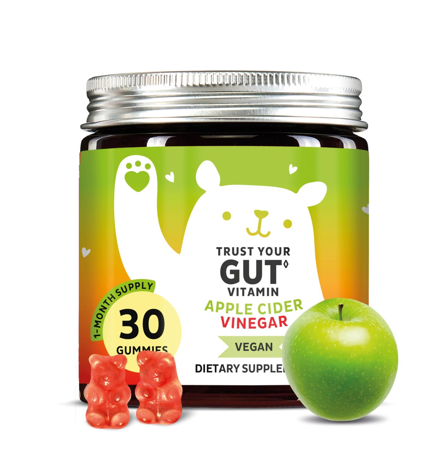 Bears with Benefits Apple Cider Vinegar Gummy Bears - Metabolism Booster Complex with Vitamin B6 B12 Iodine Folic Acid - Well-Being & detoxification - Vegan - Balanced Gut (30 Gummies) 1 Count (Pack of 30) - Buy Online on GoSupps.com