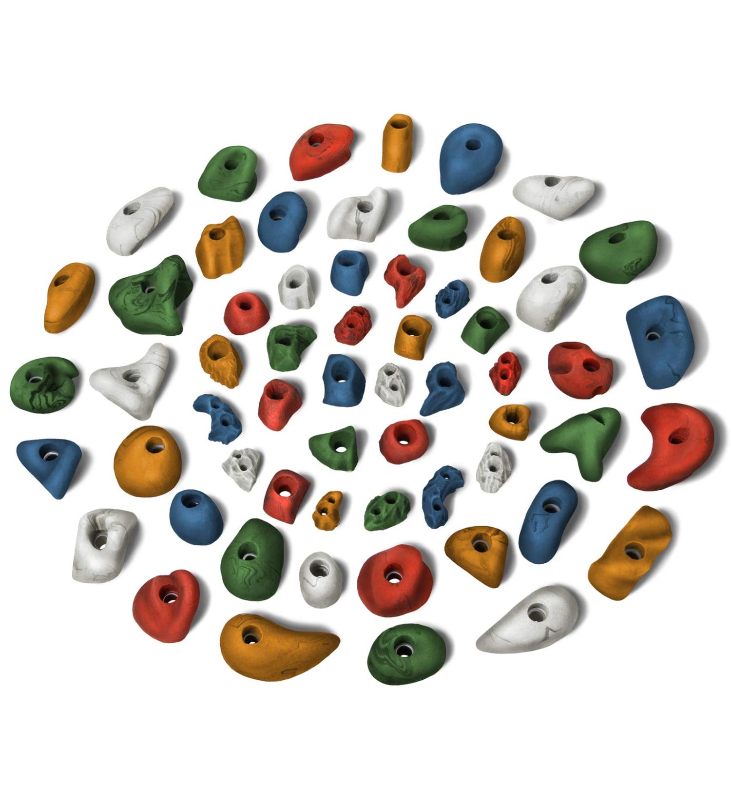 ALPIDEX Starter Set: 60 Mixed Colored Climbing Holds for 4-8 m Areas | Perfect for Indoor & Outdoor Climbing - Buy Online on GoSupps.com