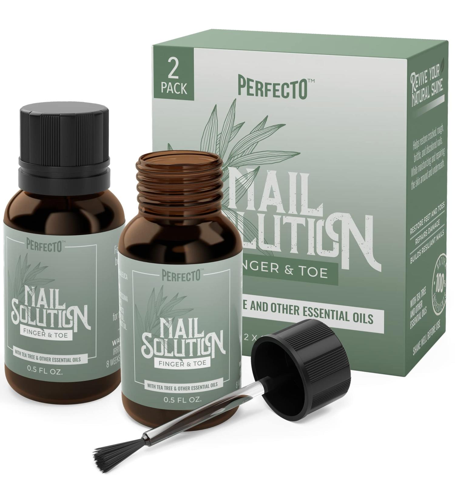 Perfecto Tea Tree Oil Toenail & Fingernail Treatment - Extra Strength Nail Repair for Yellow & Cracked Nails - 0.50 Fl Oz (Pack of 2) - Buy Online on GoSupps.com