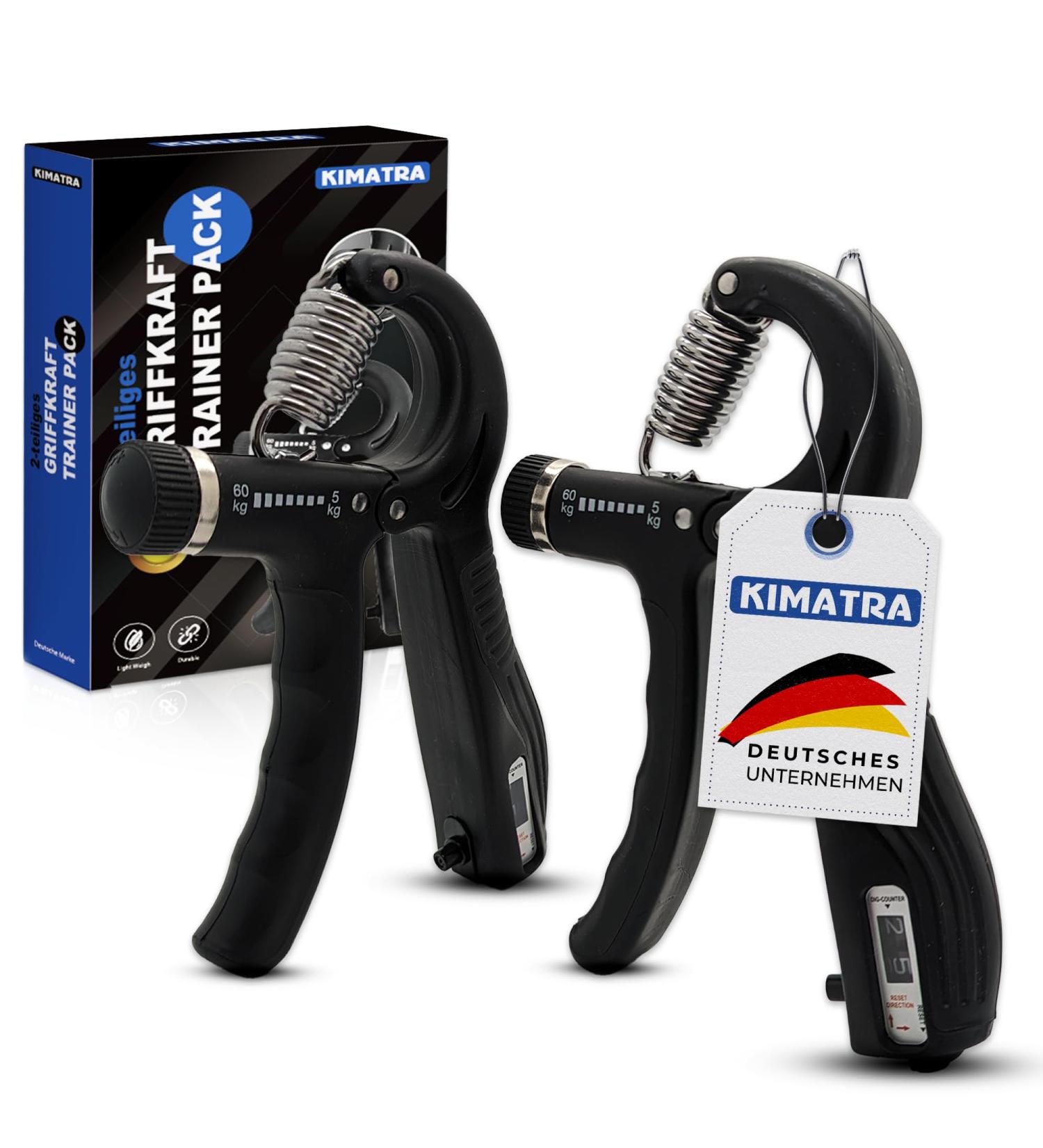 Kimatra 2-Part Handle Force Train Pack | 5kg to 60kg Hand Trainer Set for Fingers Hands & Forearms | Integrated Counting Function - Black - Buy Online on GoSupps.com