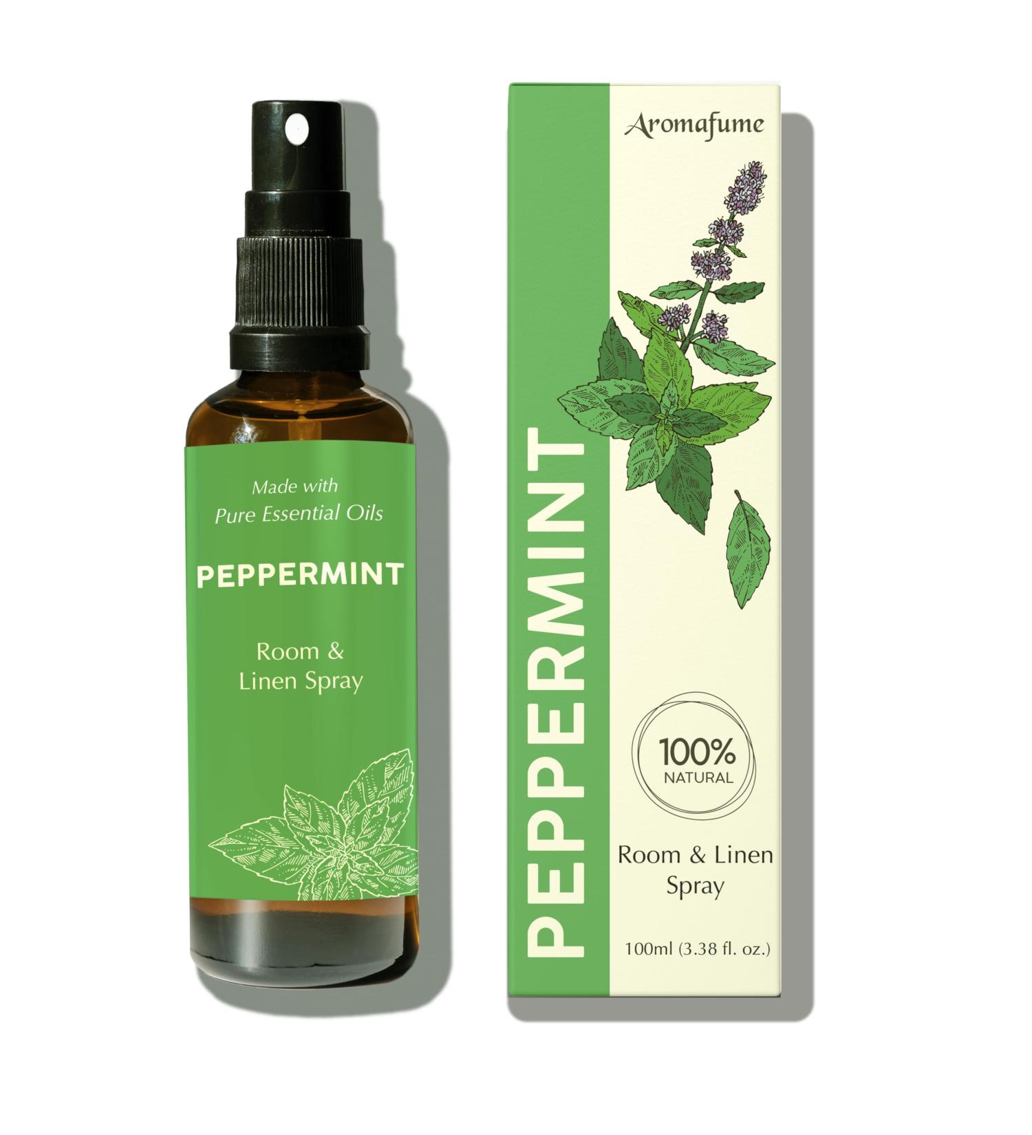 Peppermint Room Linen & Pillow Spray by Aromafume | 100ml/3.38 fl oz | with Pure Peppermint Essential Oil | Aromatherapy Spray for Relaxation Sleep & Stress Relief | Mist for Bedding Fabrics - Buy Online on GoSupps.com