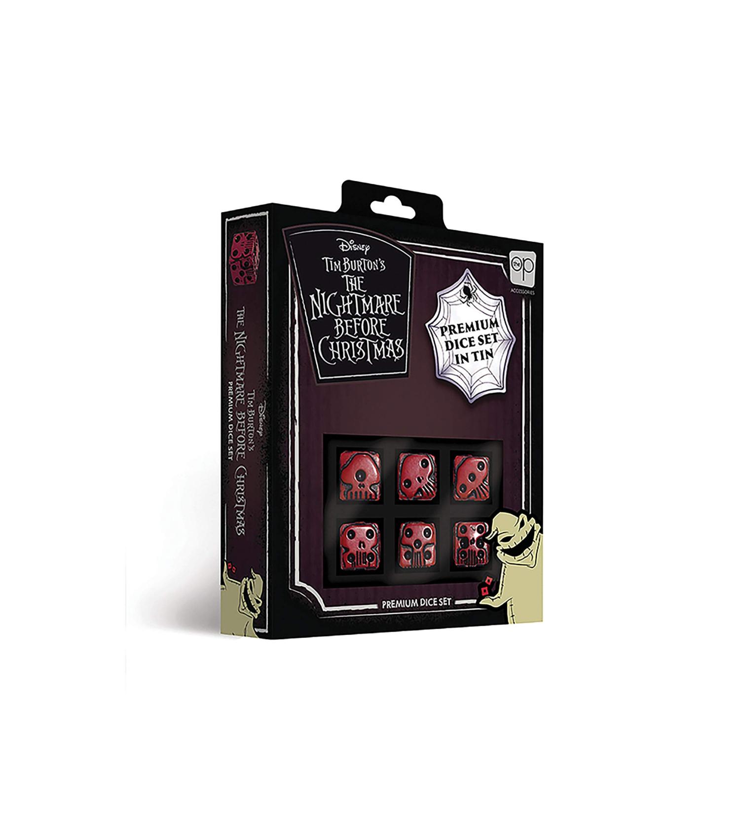 USAOPOLY Nightmare Before Christmas Premium Dice Set - Red & Black Custom Dice in Collectible Tin Case | Officially Licensed Disney 6-Sided Dice - Buy Online on GoSupps.com