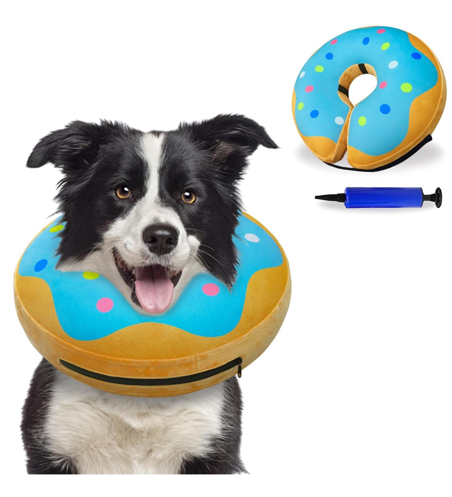 KIKNIN Inflatable Dog Cone Collar Protective Recovery Collar Cone for Small Medium Large Dogs and Cats Soft E-Collar Dog Donut Cone Alternative After Surgery (Blue Large) Large Blue - Buy Online on GoSupps.com