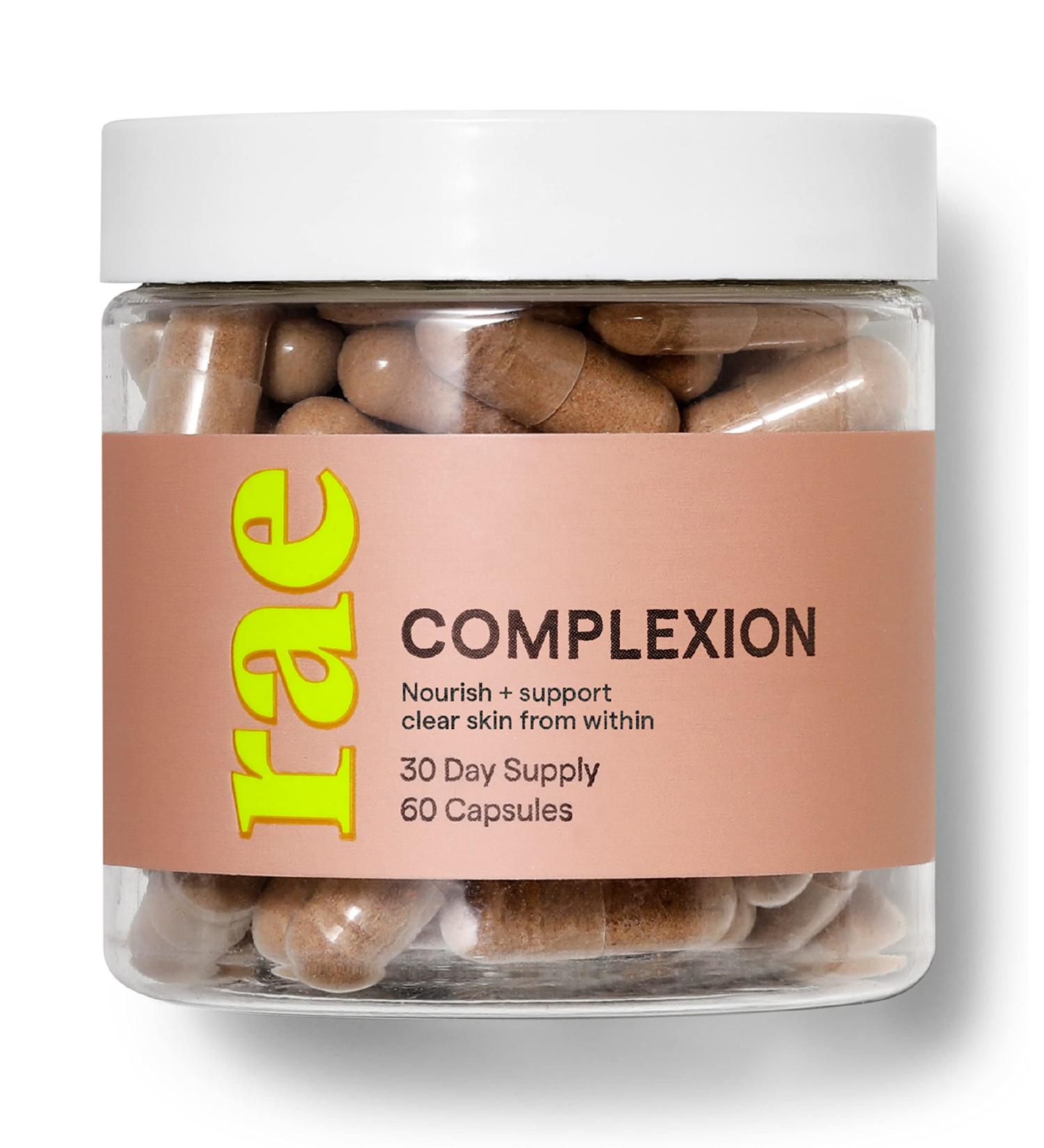 Rae Wellness Complexion Capsules - Natural Skin Supplement with Vitamin C, A, White Willow Bark, Zinc - Vegan, Non-GMO, Gluten-Free - 60 Capsules - Buy Online on GoSupps.com