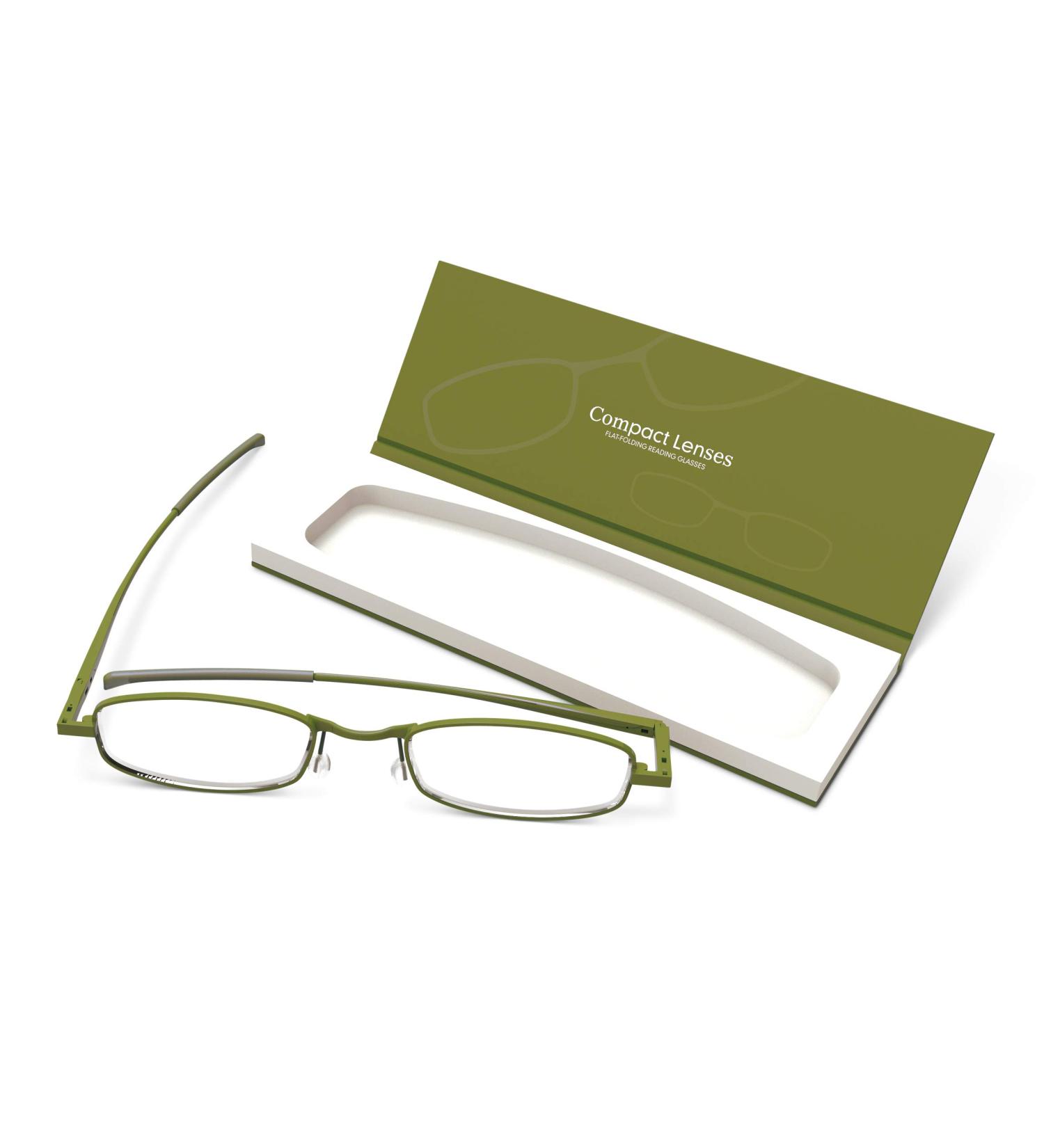 IF Compact Lenses Readers - Slim Flat-Folding Unisex Reading Glasses in Olive | +1.5 Strength - International Shipping Available - Buy Online on GoSupps.com