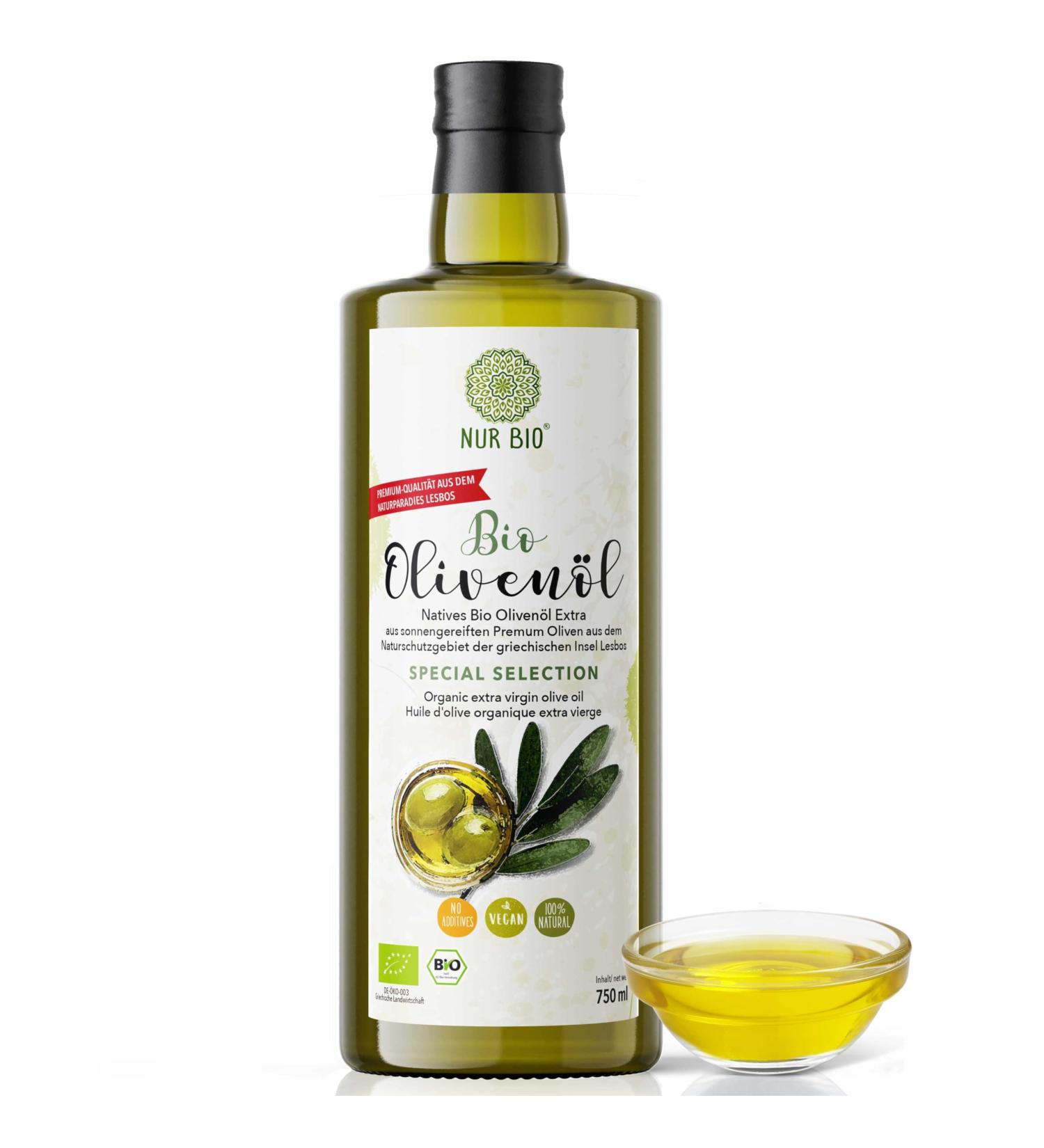 NUR BIO Organic olive oil 750ml sweet and fruity olive oil from the island of Lebos Greek olive oil virgin olive oil - Buy Online on GoSupps.com