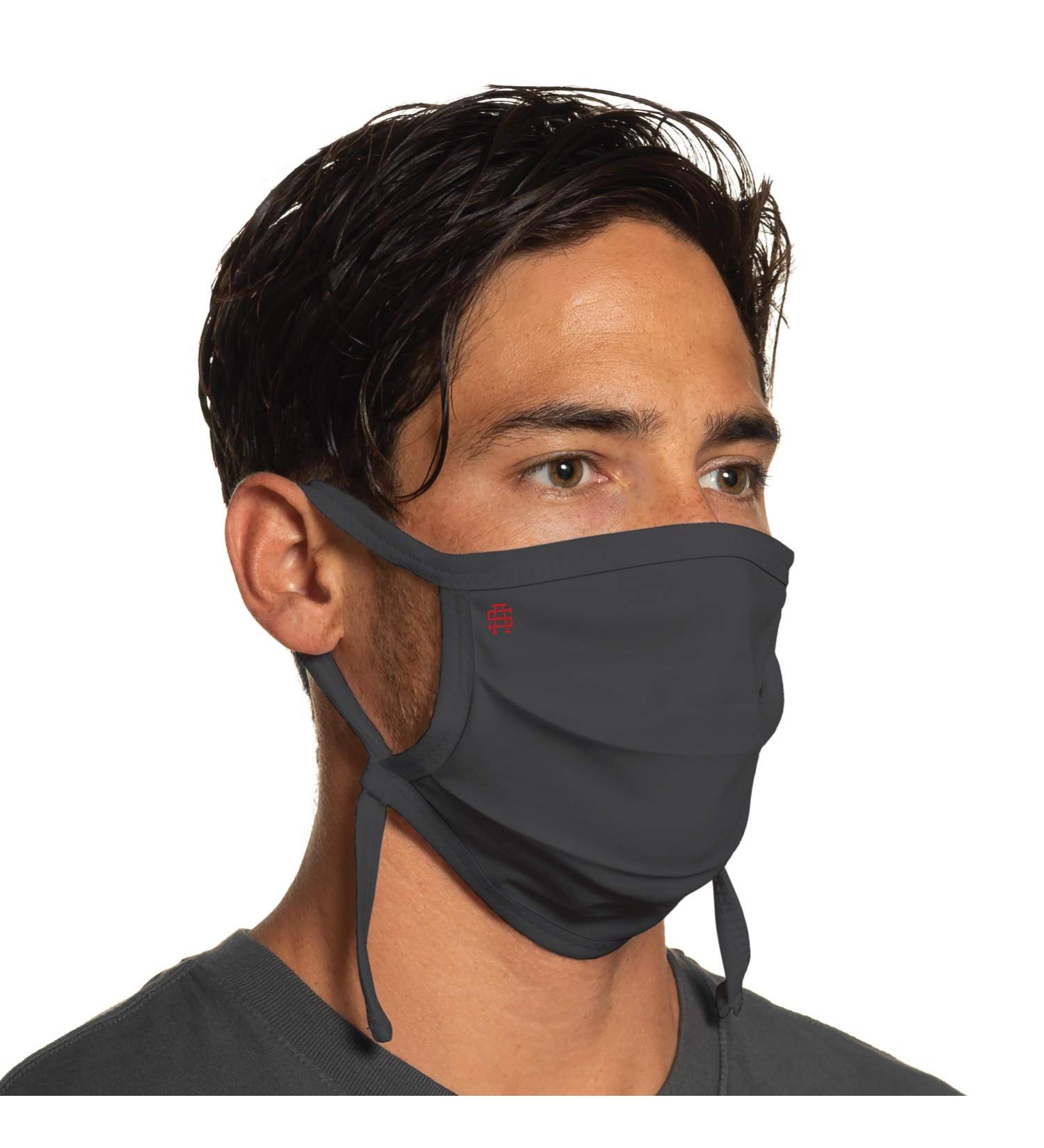 Adjustable Charcoal Grey Reversible Face Mask - Soft Washable & USA Made for Medium to XLarge Faces - Buy Online on GoSupps.com