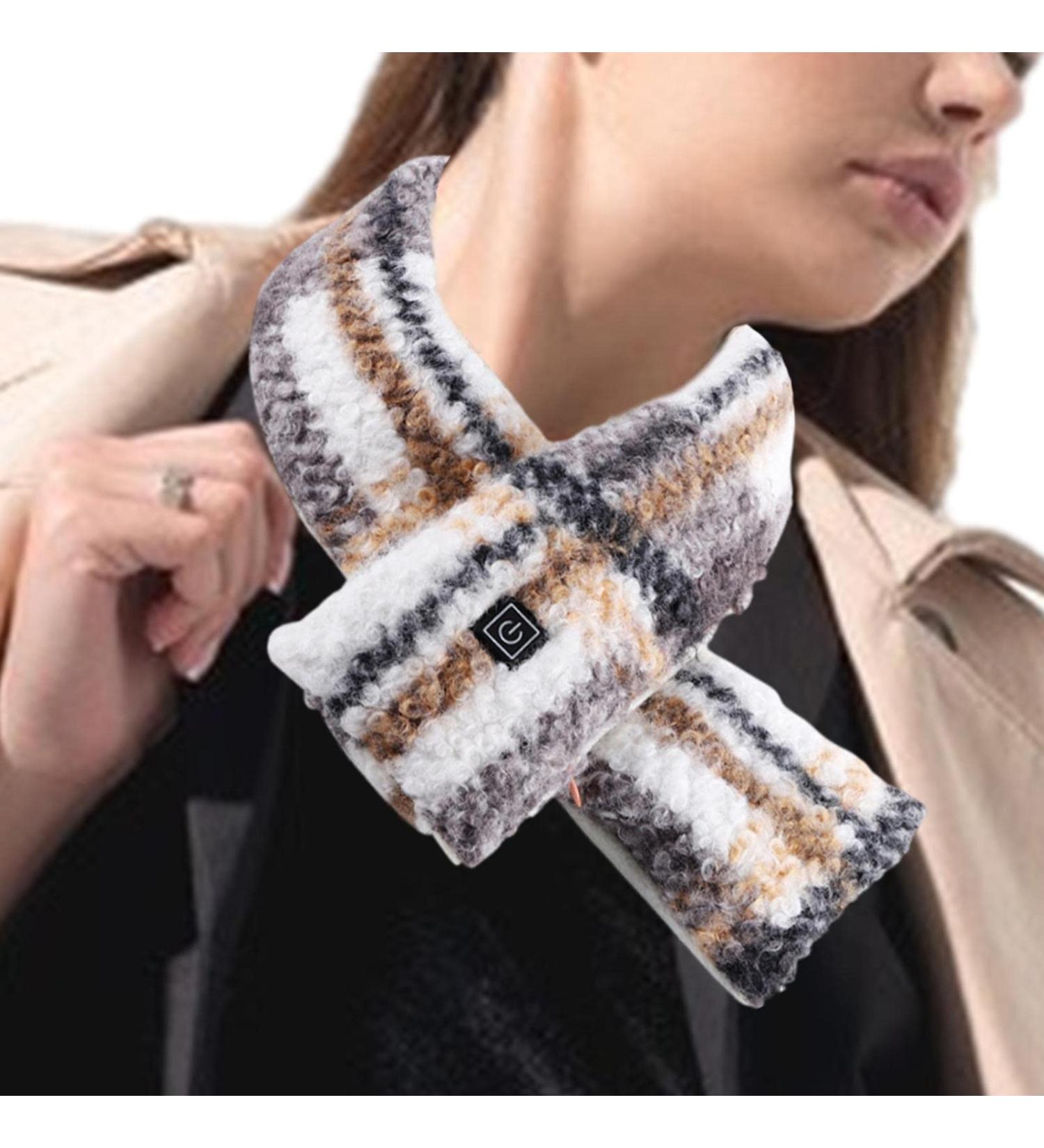 Vesone Neck Heating Pillow | Heated Scarf with 3 Temperature Settings | Versatile Neck Warmer for Men Women & Girls | Cream White Striped - Buy Online on GoSupps.com