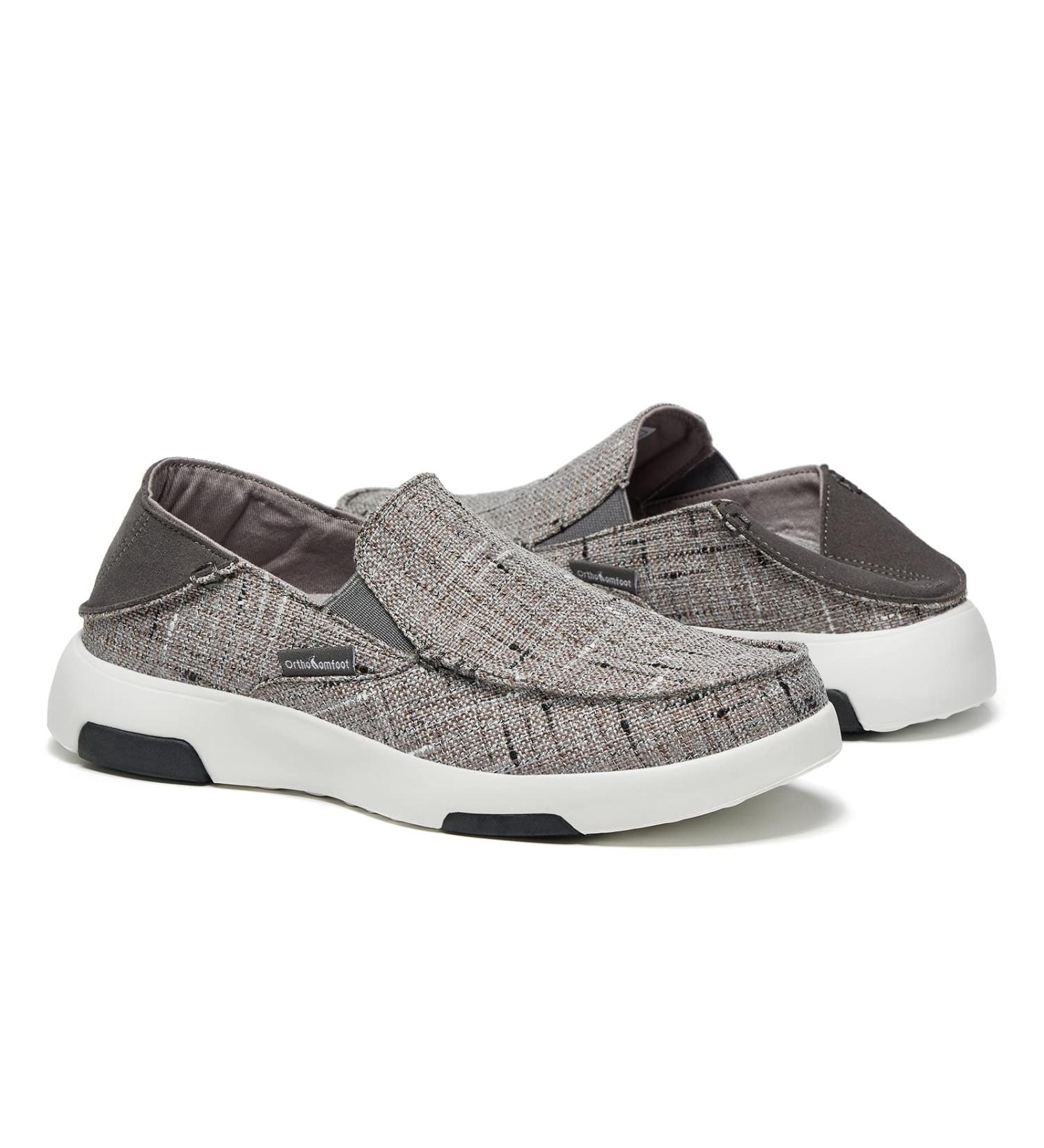 OrthoComfoot Women's Slip On Shoes with Arch Support - Black/Grey, Size 8.5 W2 | Orthopedic Slippers for Plantar Fasciitis Pain Relief - Buy Online on GoSupps.com