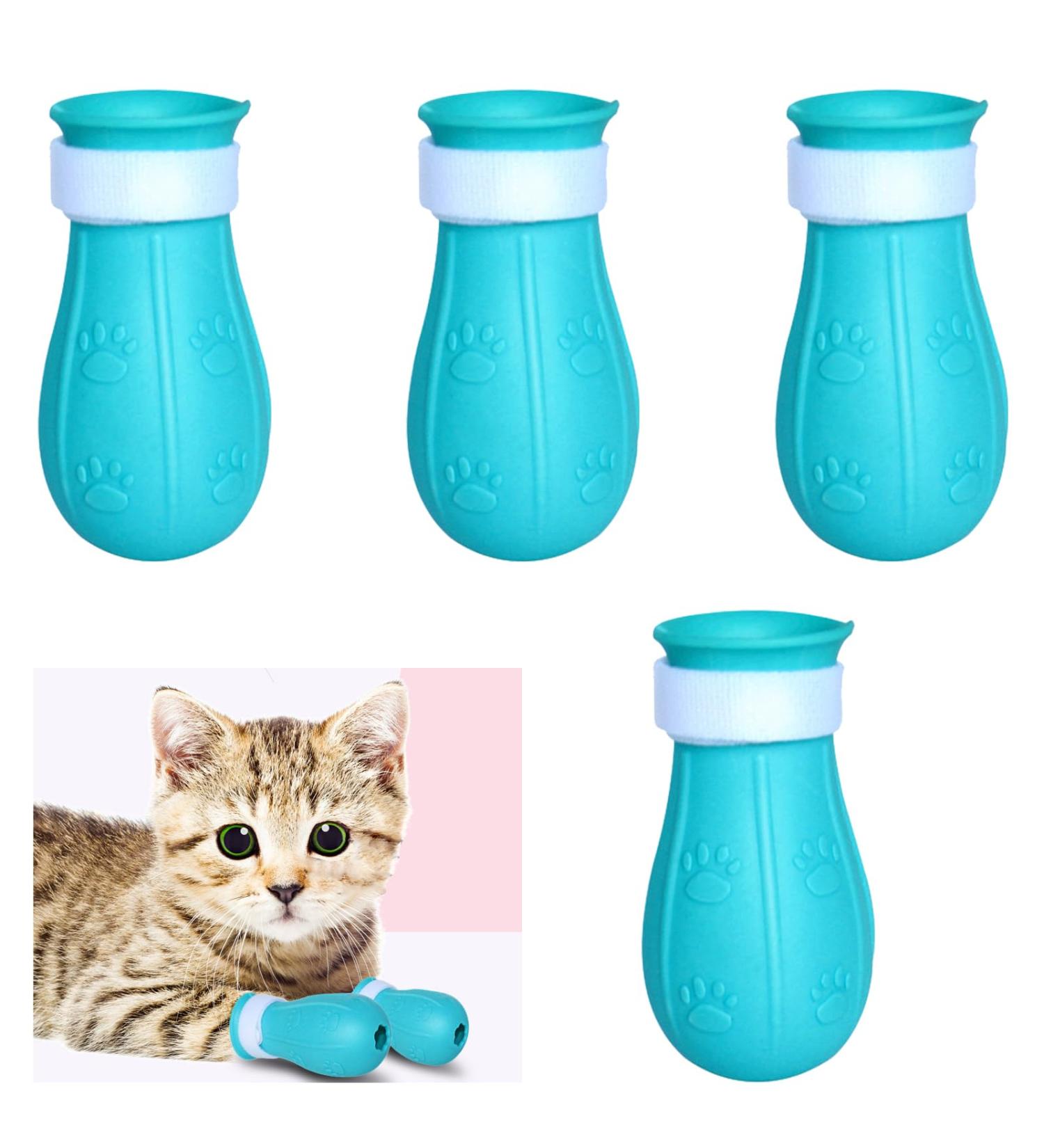WOAILIANGEJINJIN 4 Pcs Cat Anti-Scratch Boots Adjustable Cat Paw Protector Foot Covers Cat Claw Protection Shoes for Home Bathing Shaving Cat Paw Protector - Buy Online on GoSupps.com