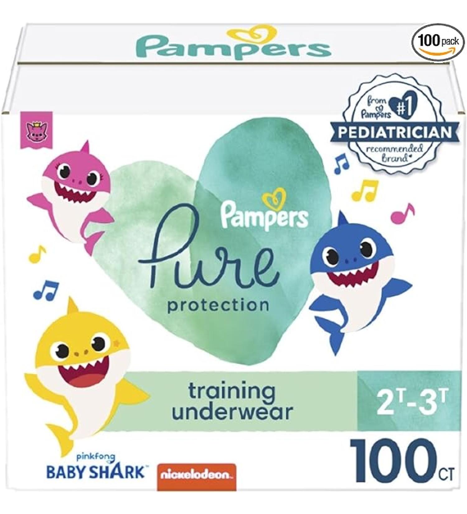 Pampers Pure Protection Training Pants Baby Shark - Size 2T-3T 100 Count Premium Hypoallergenic Training Underwear - Buy Online on GoSupps.com
