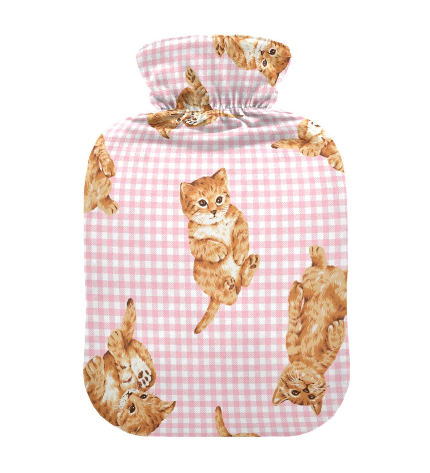 Lovely Cat Hot Water Bottle with Cover - 2L for Pain Relief Cramps & Injuries | International Shipping - Buy Online on GoSupps.com
