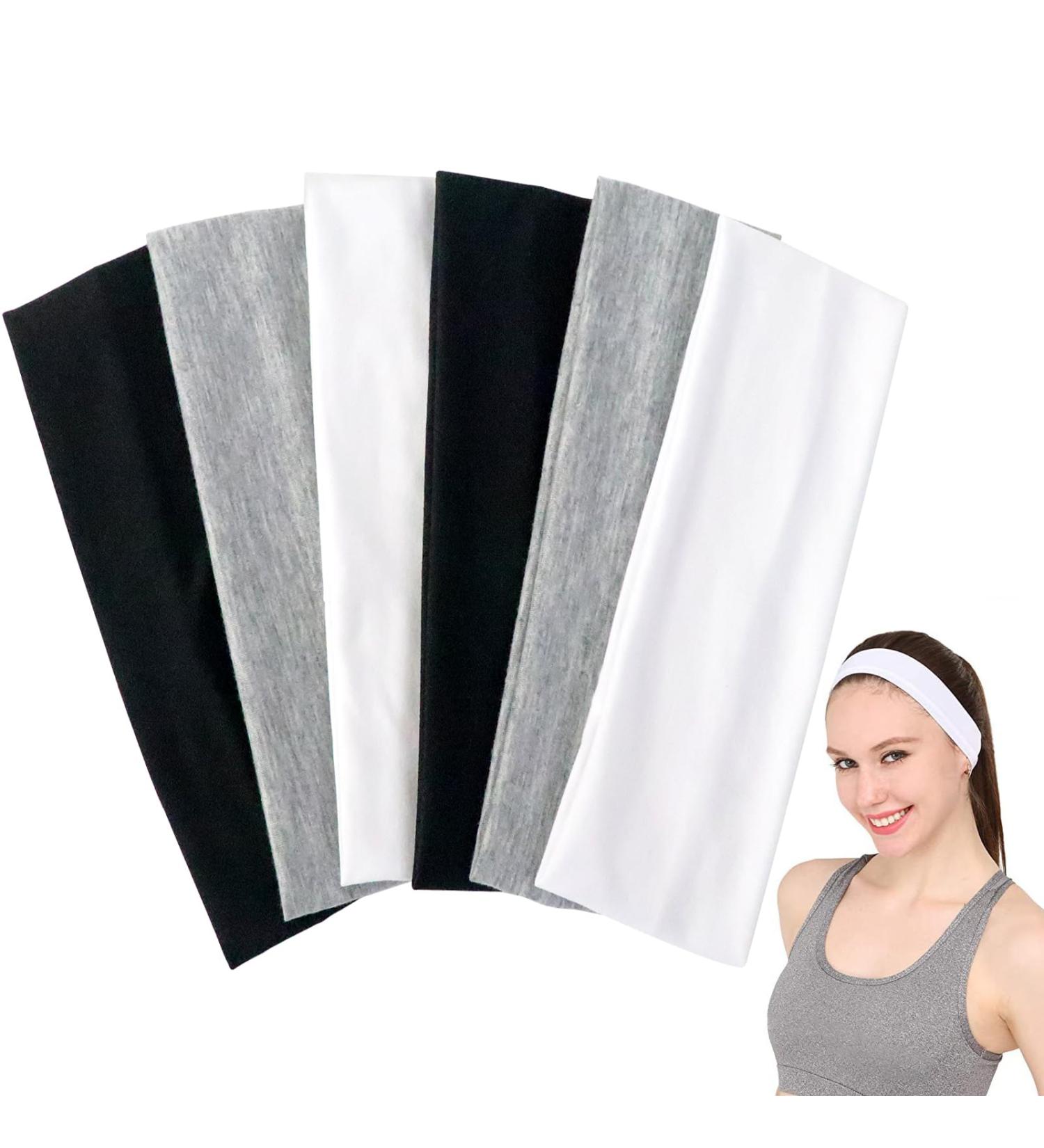 Sularpek 6 Pack Yoga Head Bands | Elastic Hair Bands for Women | Soft & Stylish Black & White Headbands for Yoga & Fitness - Buy Online on GoSupps.com