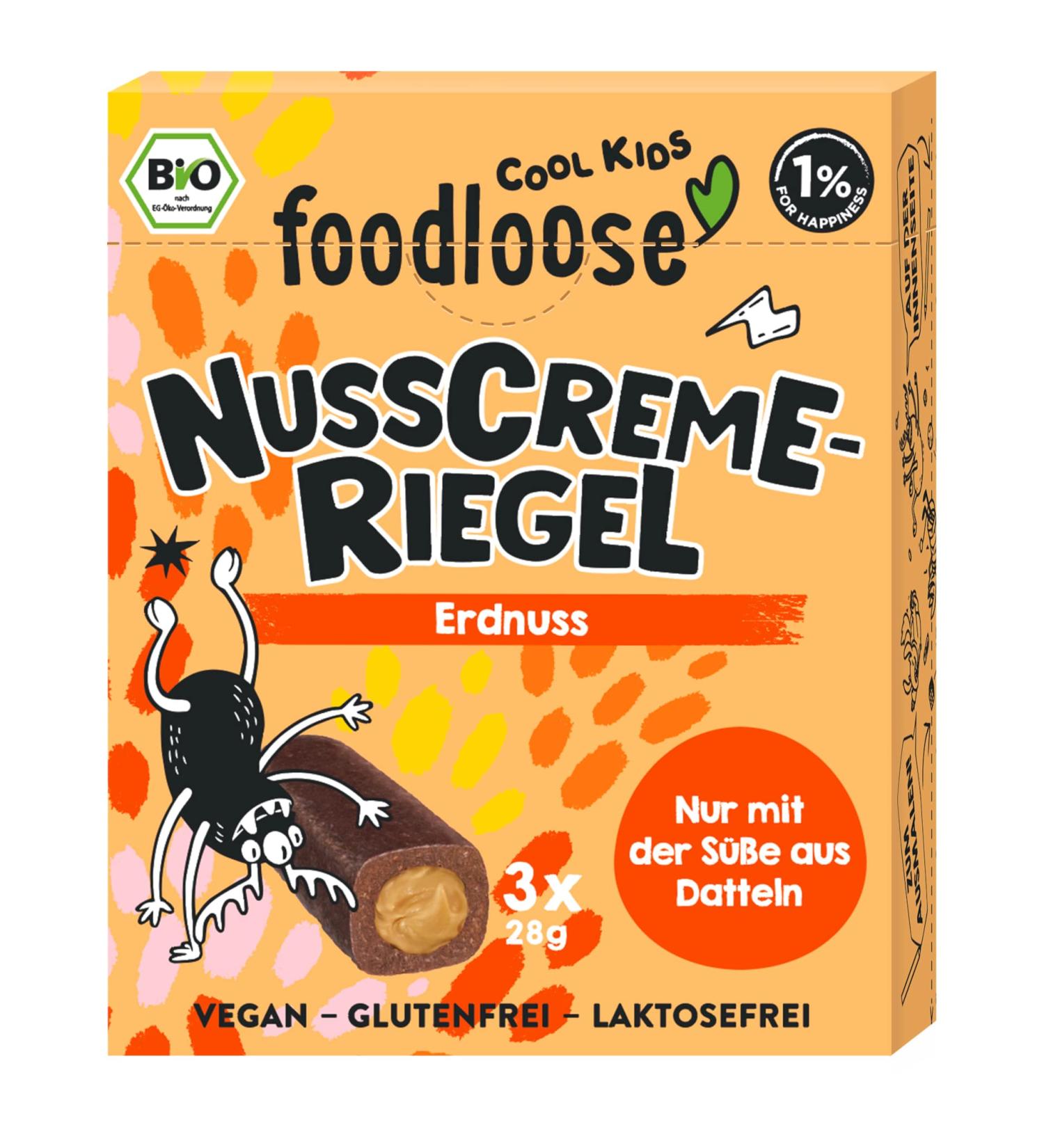 Foodlose Cool Kids Bio-Nusscreme Bar - Delicious Vegan Peanut Bar | Organic Gluten-Free No Refined Sugar | 3 Pack - Buy Online on GoSupps.com