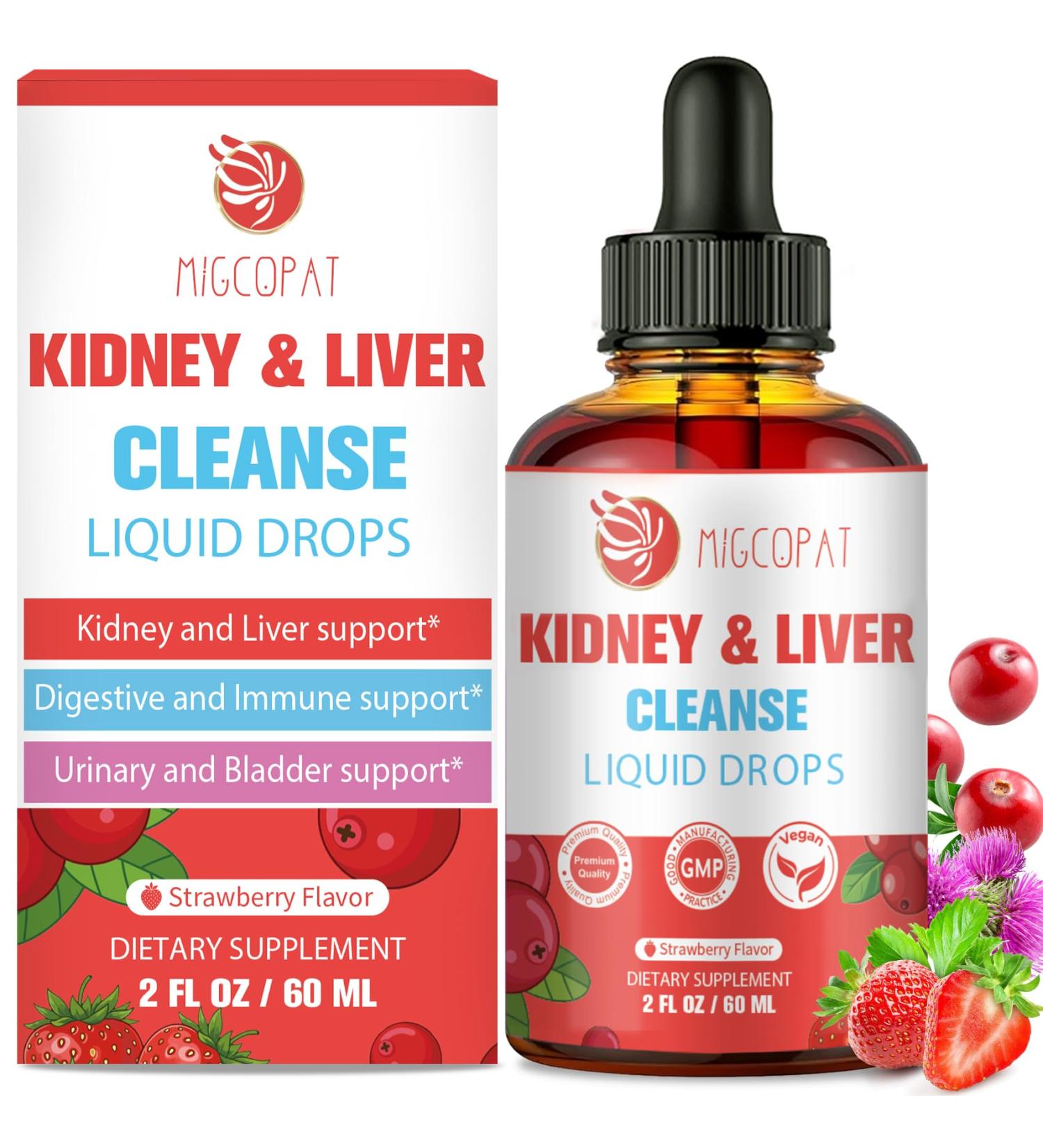 29-in-1 Kidney and Liver Cleanse Detox & Repair Drops High Absorption Cranberry and Milk Thistle Supplement Natural Herbal Daily Detox Support for Kidney Liver Urinary Tract Bladder 60ml - Buy Online on GoSupps.com