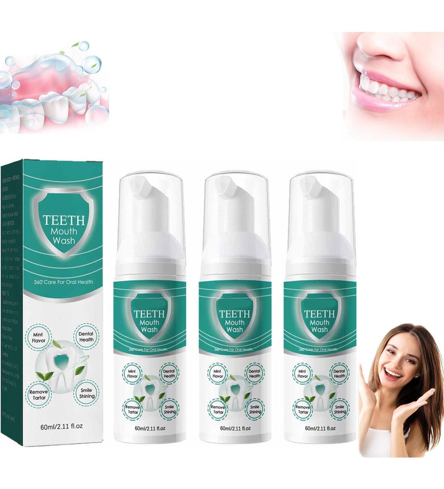 Herbal Brightening Oral Repair Foam & Teeth Whitening Solutions - Total Care Mouthwash Stain Removal Toothpaste & Mousse | Fresh Breath & Deep Cleaning (3PCs) - Buy Online on GoSupps.com