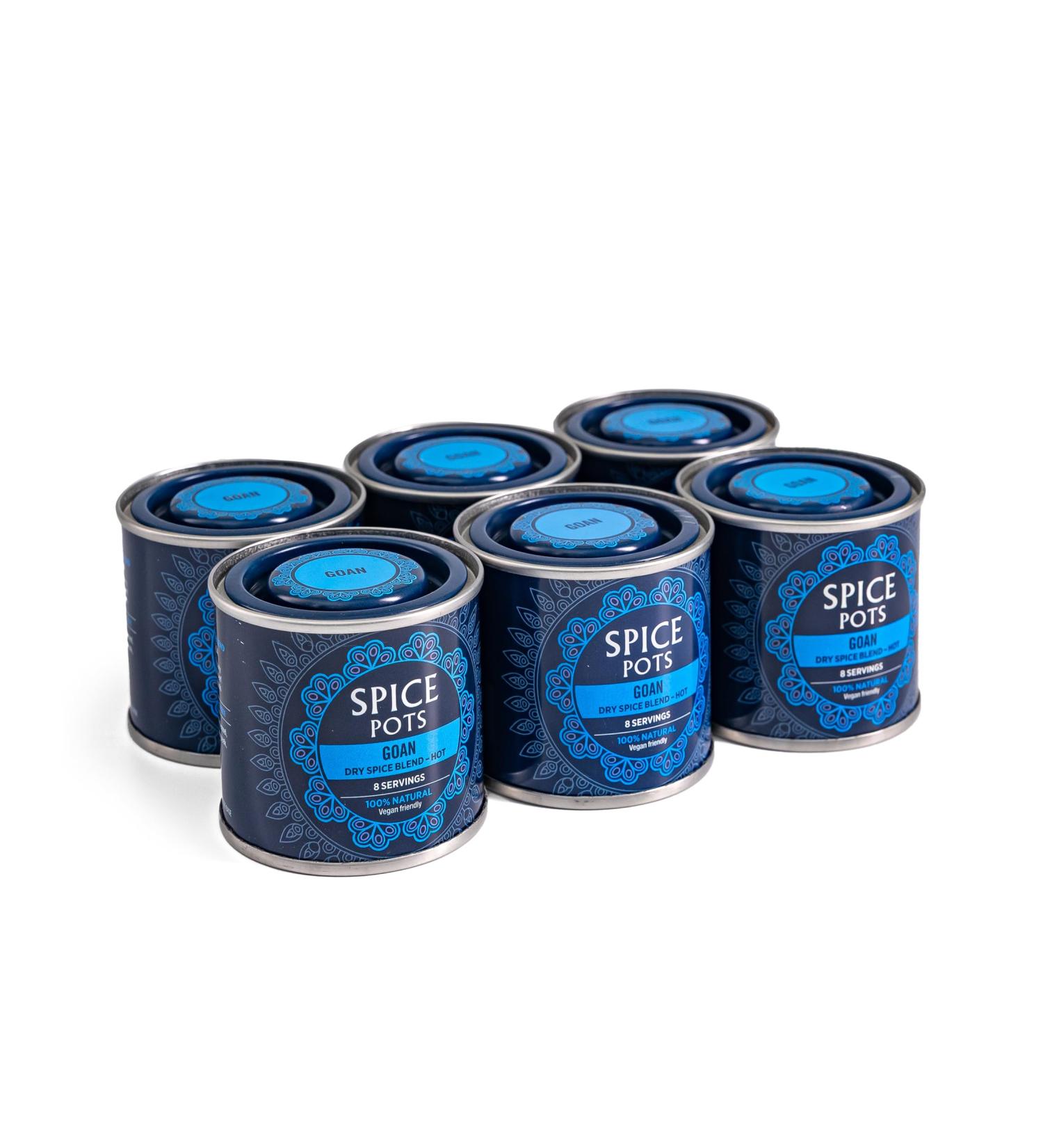 Spice Pots - Goan Curry Powder Multipack Pots 100% Natural Ingredients Vegan and Gluten Free Curry Powder Dry Spice Mix (Warm Heat) 6 x 40g Jars (8 Servings) - Buy Online on GoSupps.com