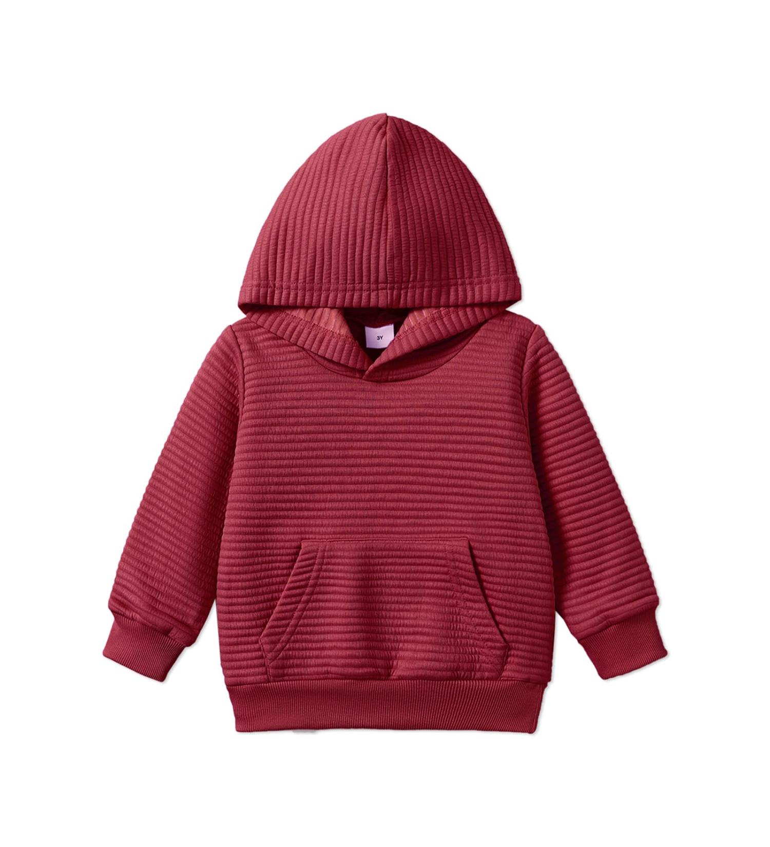 PatPat Toddler Hoodie | Solid Burgundy Hooded Sweatshirt for 3-4 Years | Kids Pullover with Pocket - Buy Online on GoSupps.com