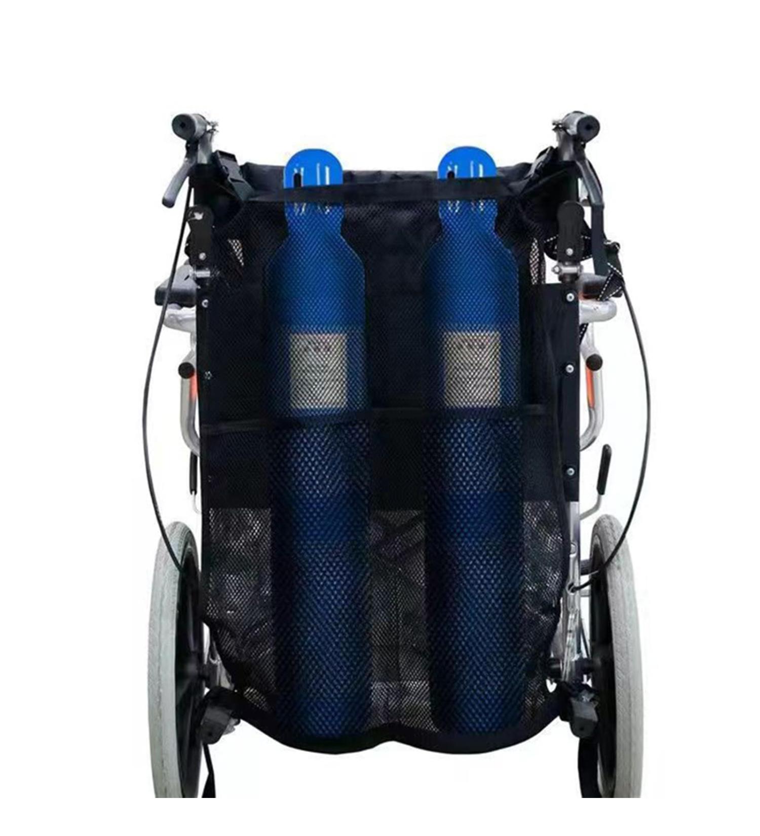 Dual Oxygen Bottle Storage Bag Wheelchair Hanging Bag Long/short Reinforced Mesh Bag Adjustable Straps Portable for Personal Use Family - Buy Online on GoSupps.com