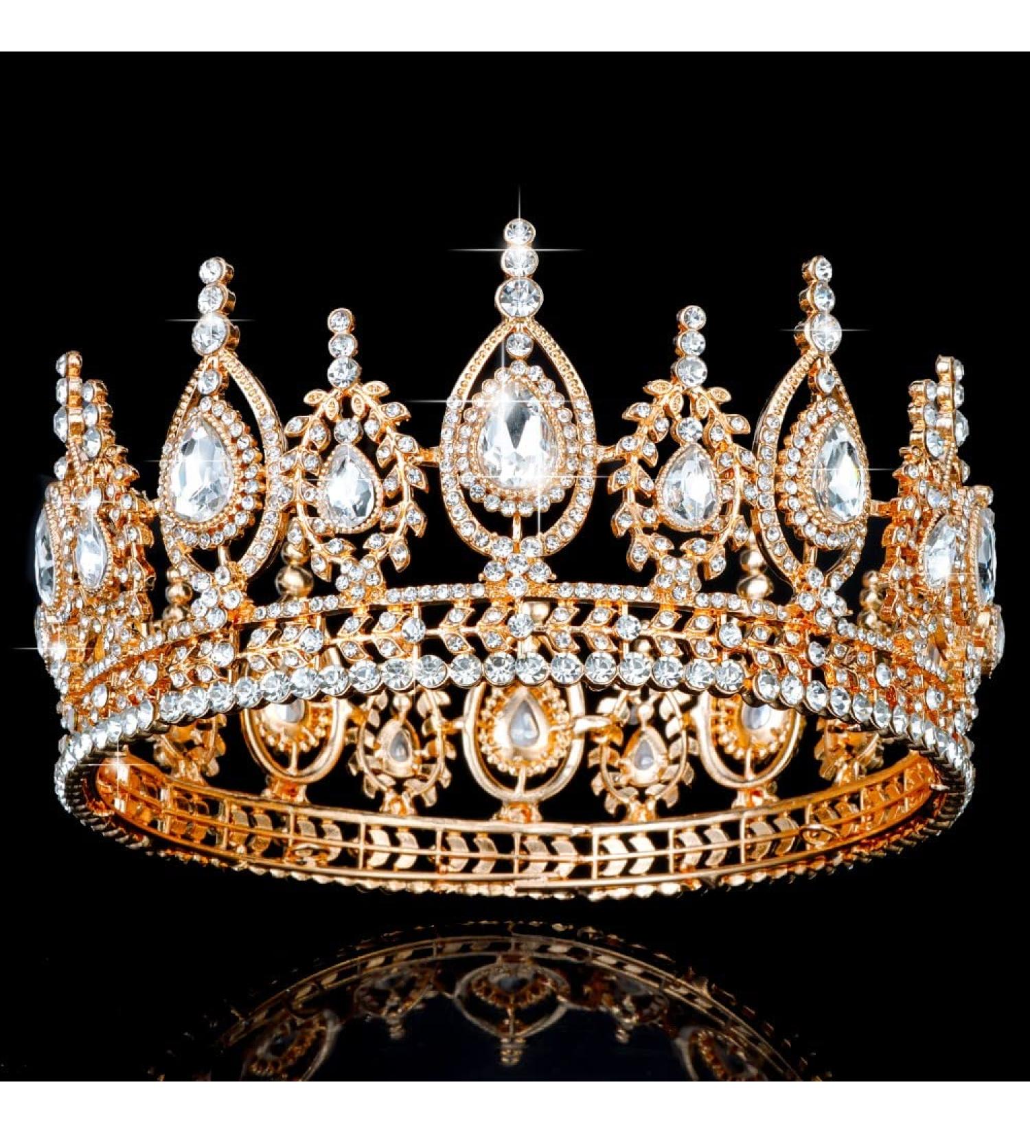 TOBATOBA Gold Queen Crown - Crystal Princess Tiara for Women & Girls | Wedding, Prom, Pageant, Halloween Costume - Buy Online on GoSupps.com