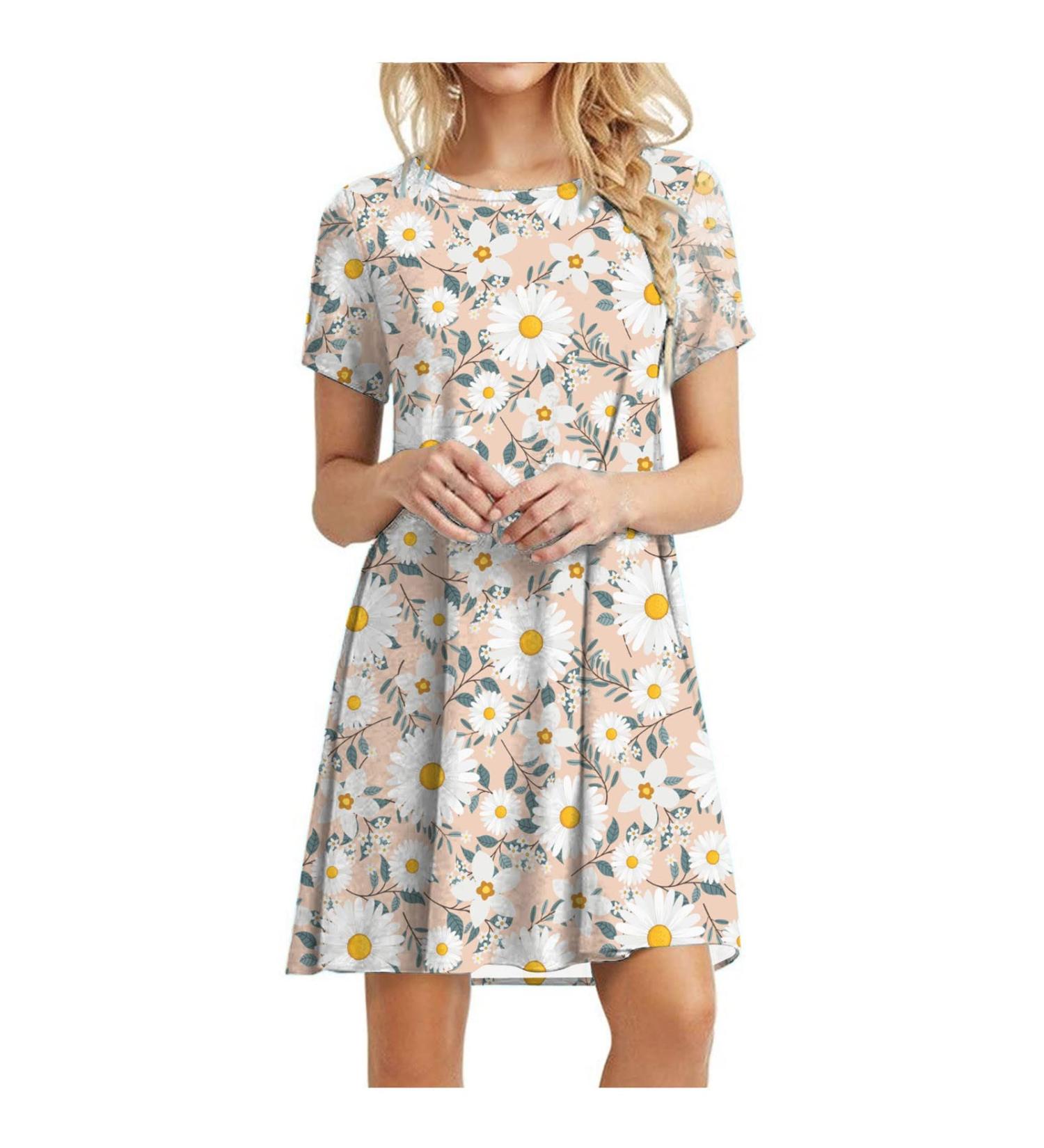 ZSDVBZS Summer Dress 2023 - Casual Loose Short Sleeve T Shirt Dress for Women - Boho Swing Beach Cover Up - Pink - X-Large - Buy Online on GoSupps.com