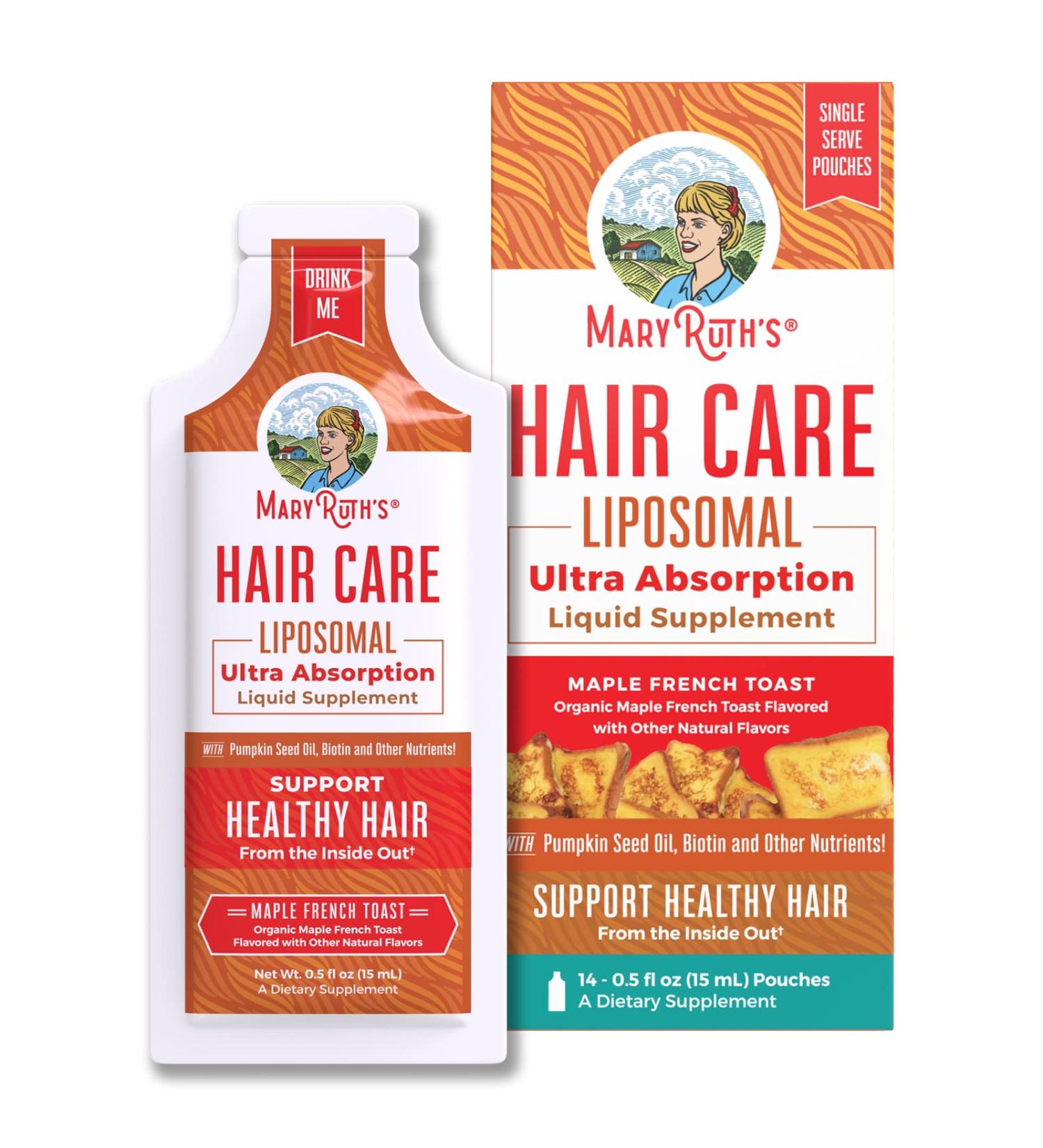 Vegan Sugar-Free Hair Growth Vitamins with Biotin & Hyaluronic Acid - 14 Liquid Pouches | Vitamin D3, E, Selenium | Non-GMO & Gluten-Free - Hair & Skin Care - Buy Online on GoSupps.com