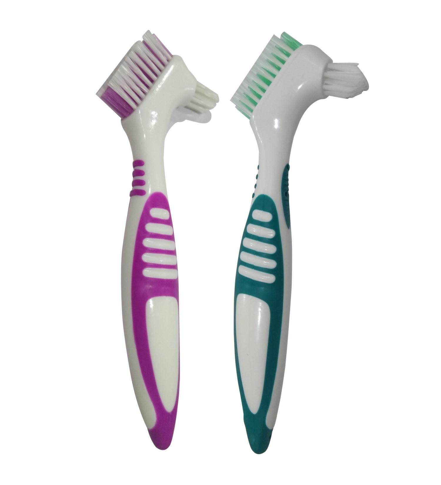 Gus Craft 2-Pack Denture Cleaning Brush Set - Premium Hygiene Denture Cleaner Kit for Denture Care - Multi-Layered Bristles & Ergonomic Handle - Green & Purple - Buy Online on GoSupps.com