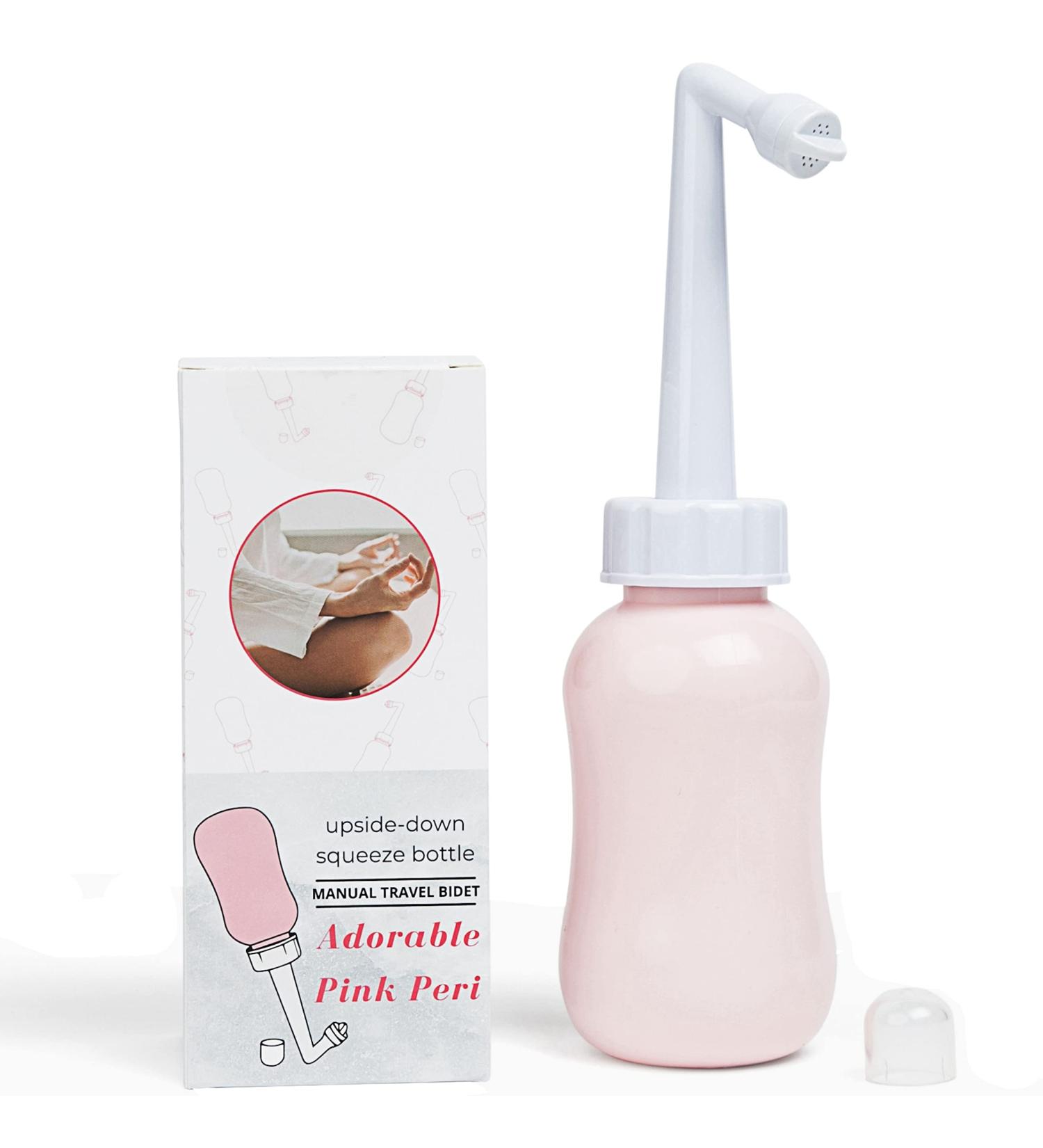 Adorable Pink Peri Bottle - Portable Bidet for Softer Care | Menstrual Cup Buddy | Waterproof Travel Bag | 300 ml (10 oz) - Buy Online on GoSupps.com