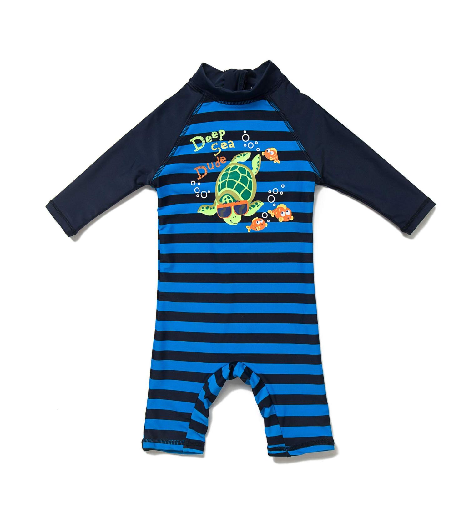 Baby Boys Sunsuit UPF 50+ Sun Protection One Piece Swimwear Set with Sun Hat - Stripe Turtle, 18-24 Months - Buy Online on GoSupps.com