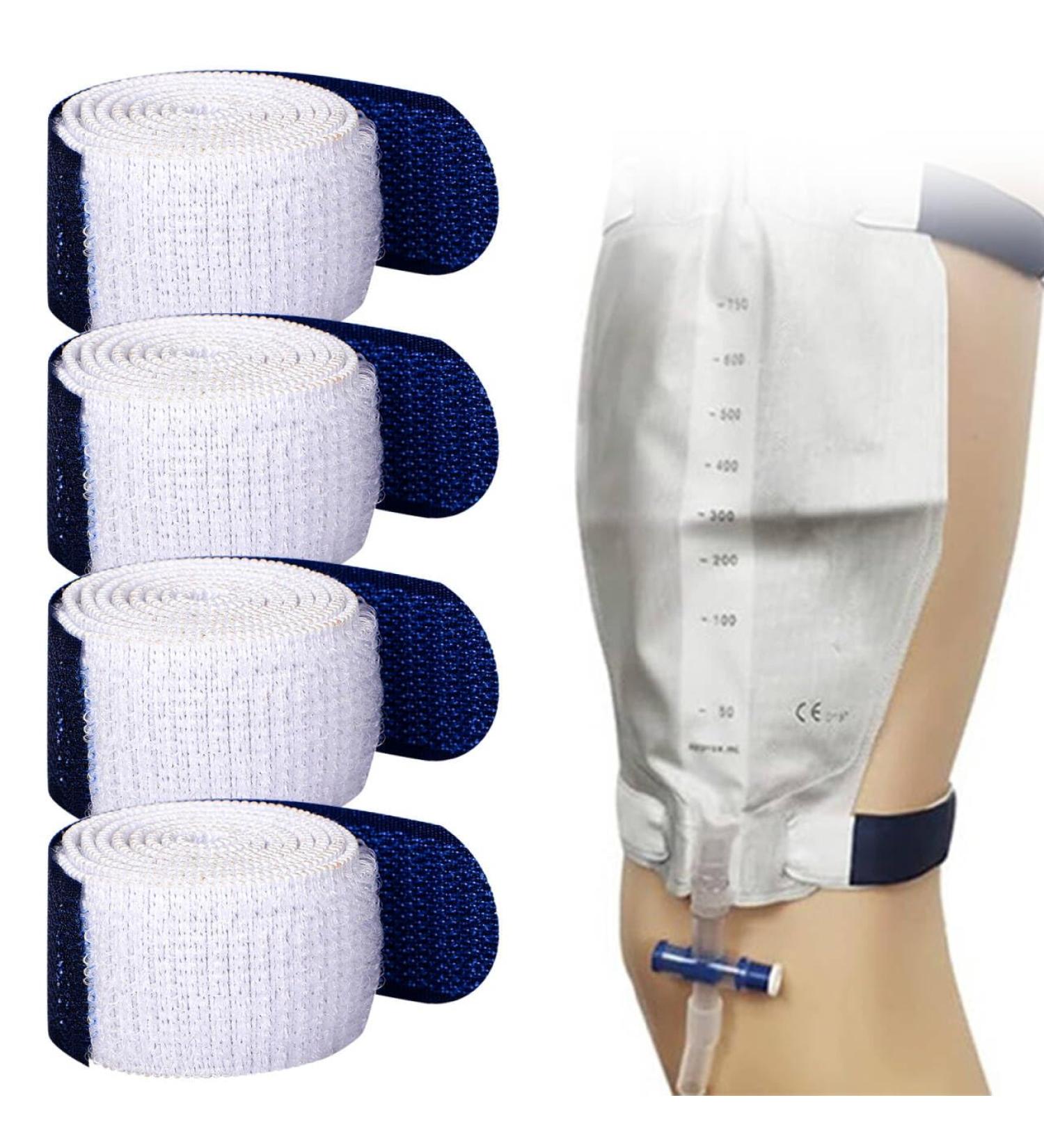 4 Pcs Catheter Leg Bag Straps Urine Drainage Bag Strap Washable and Reusable Leg Urinary Bag Fixation Tapes Anti Slip with Soft Elastic Fabric and Velcro Strap for Incontinence Urine Bag Men Women - Buy Online on GoSupps.com