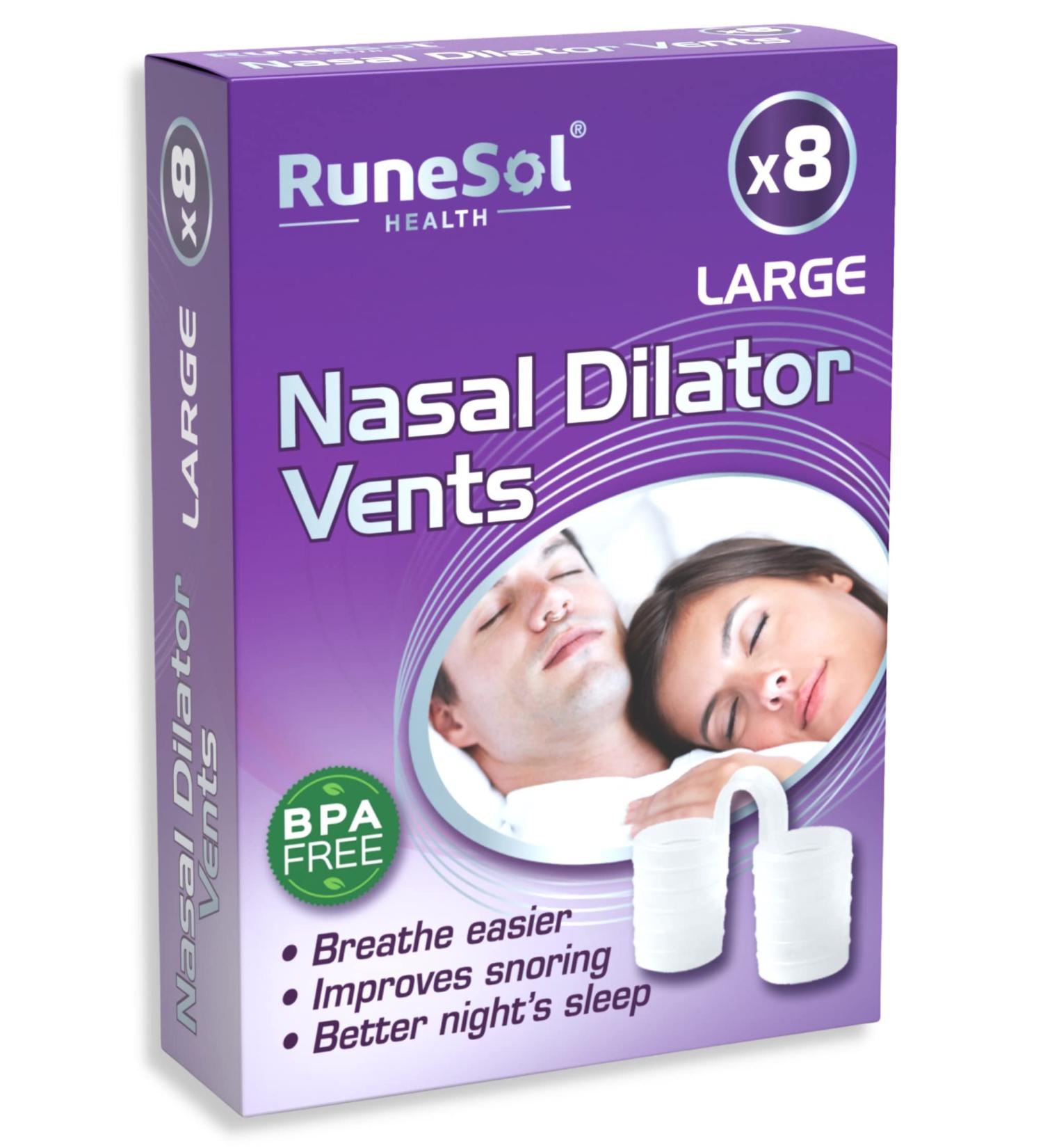 Runesol Snoring Relief Nasal Dilator - 8 Large Clear Nasal Dilators for Men and Women - Anti Snoring Devices and Snore Stopper for Better Sleep and Congestion Relief - Buy Online on GoSupps.com