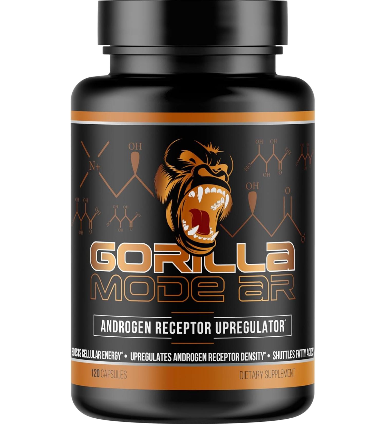 Gorilla Mode AR Carnitine 750mg Capsules - Androgen Receptor Upregulator - Boosts Cellular Energy - 120 Capsules - Buy Online on GoSupps.com